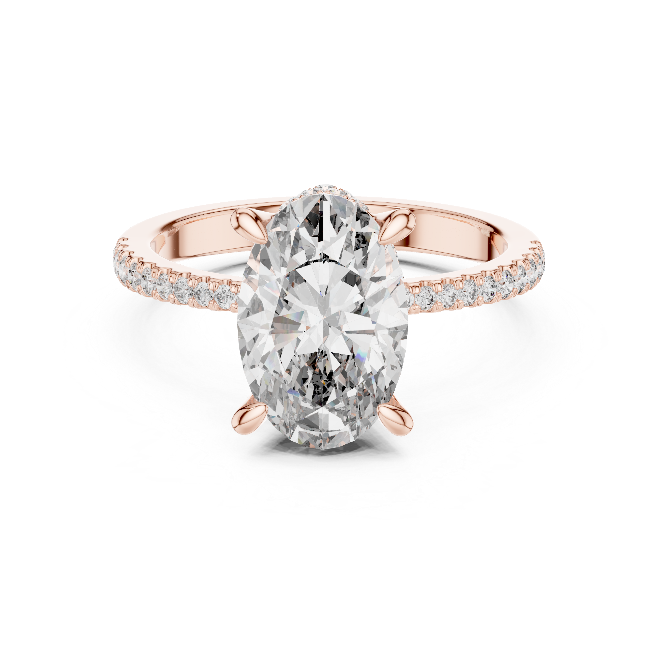 Oval-Cut Pavé Cathedral Engagement Ring