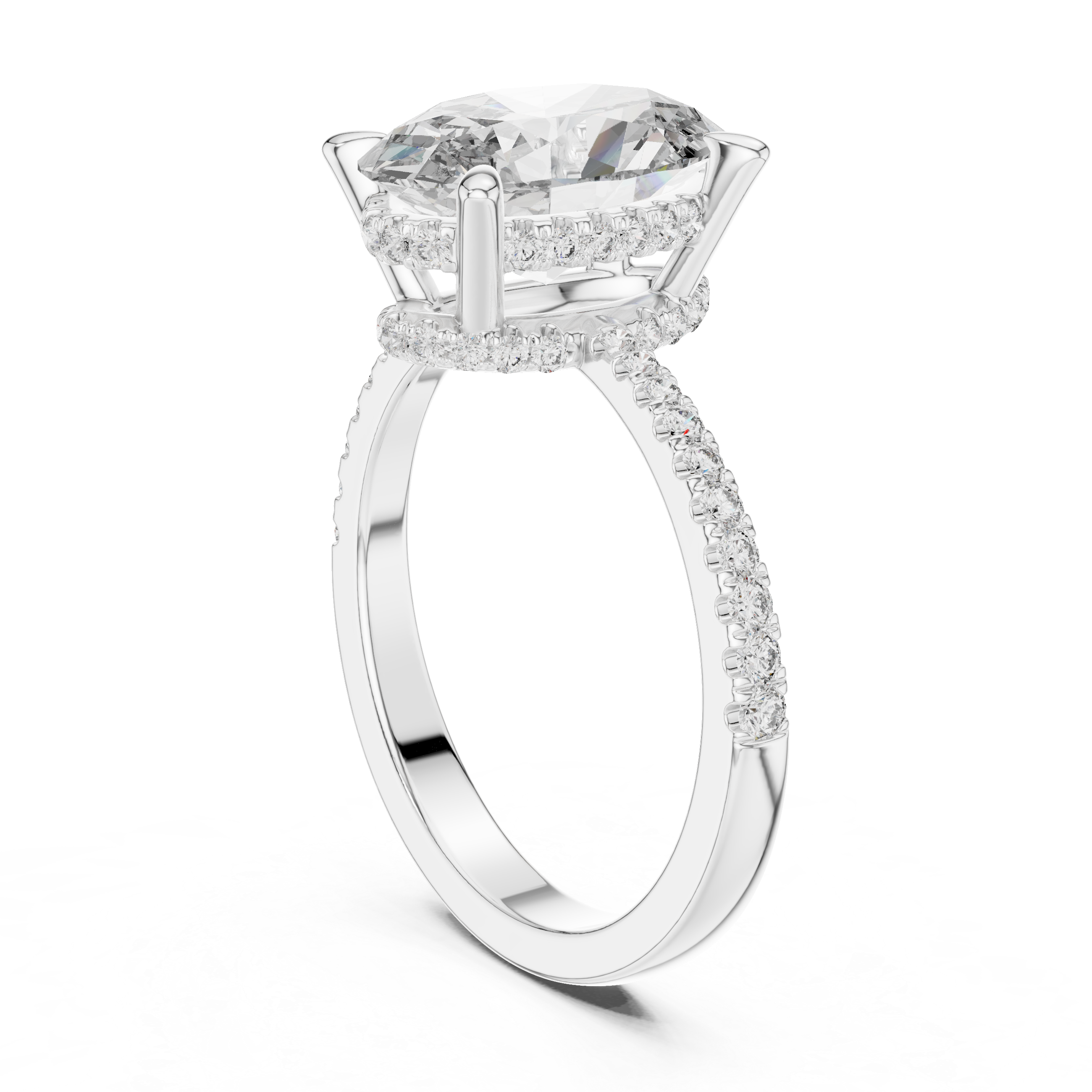 Oval-Cut Pavé Cathedral Engagement Ring