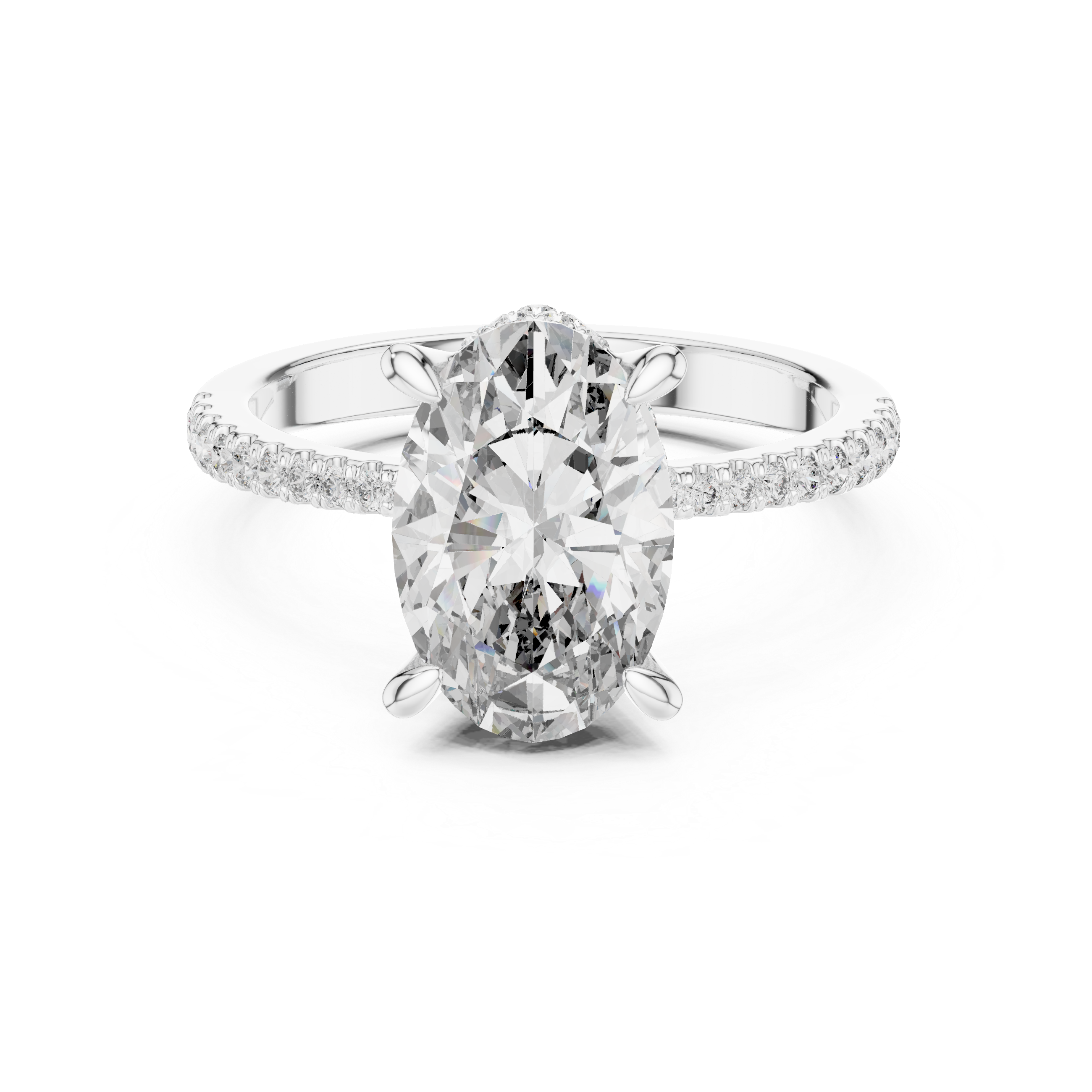 Oval-Cut Pavé Cathedral Engagement Ring