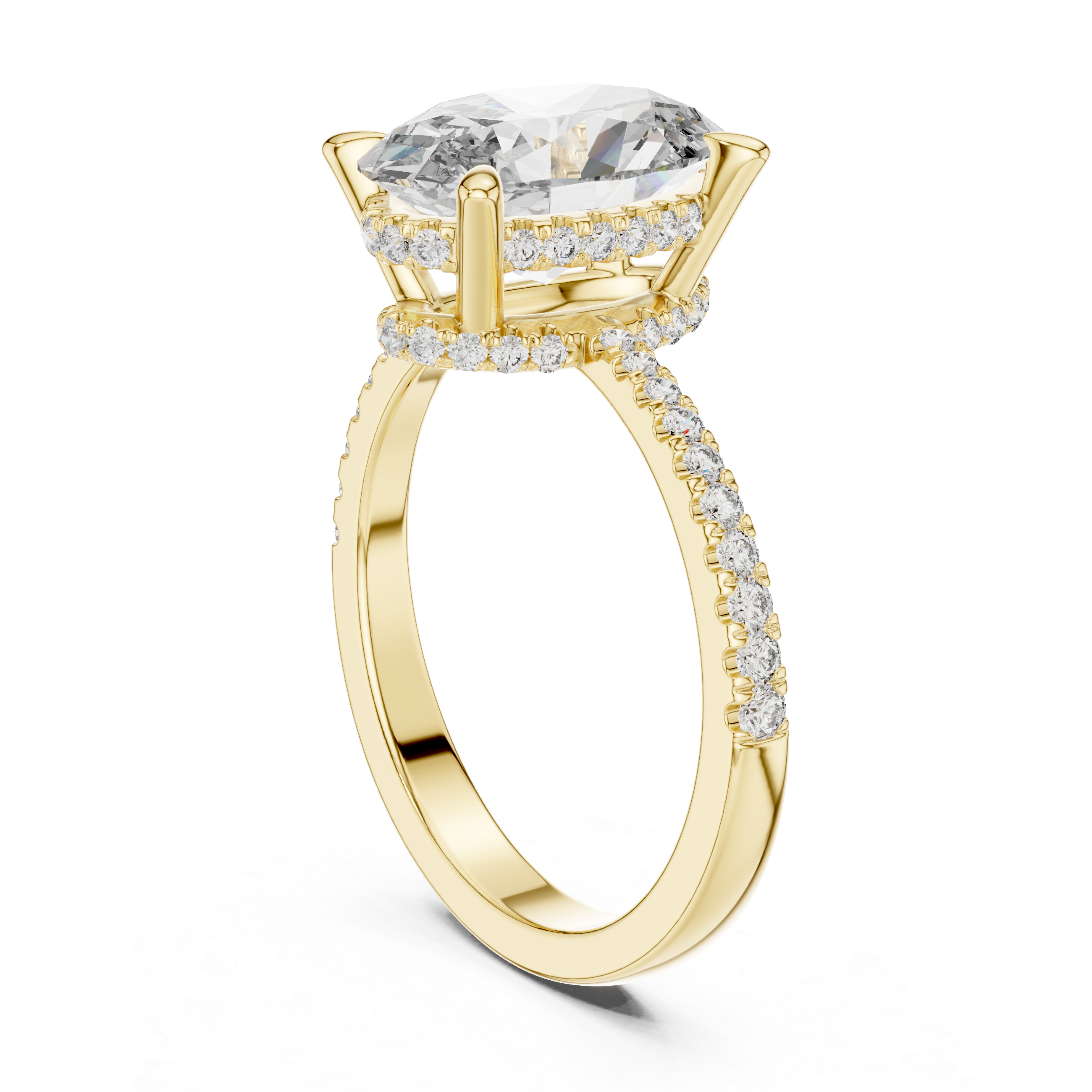 Oval-Cut Pavé Cathedral Engagement Ring