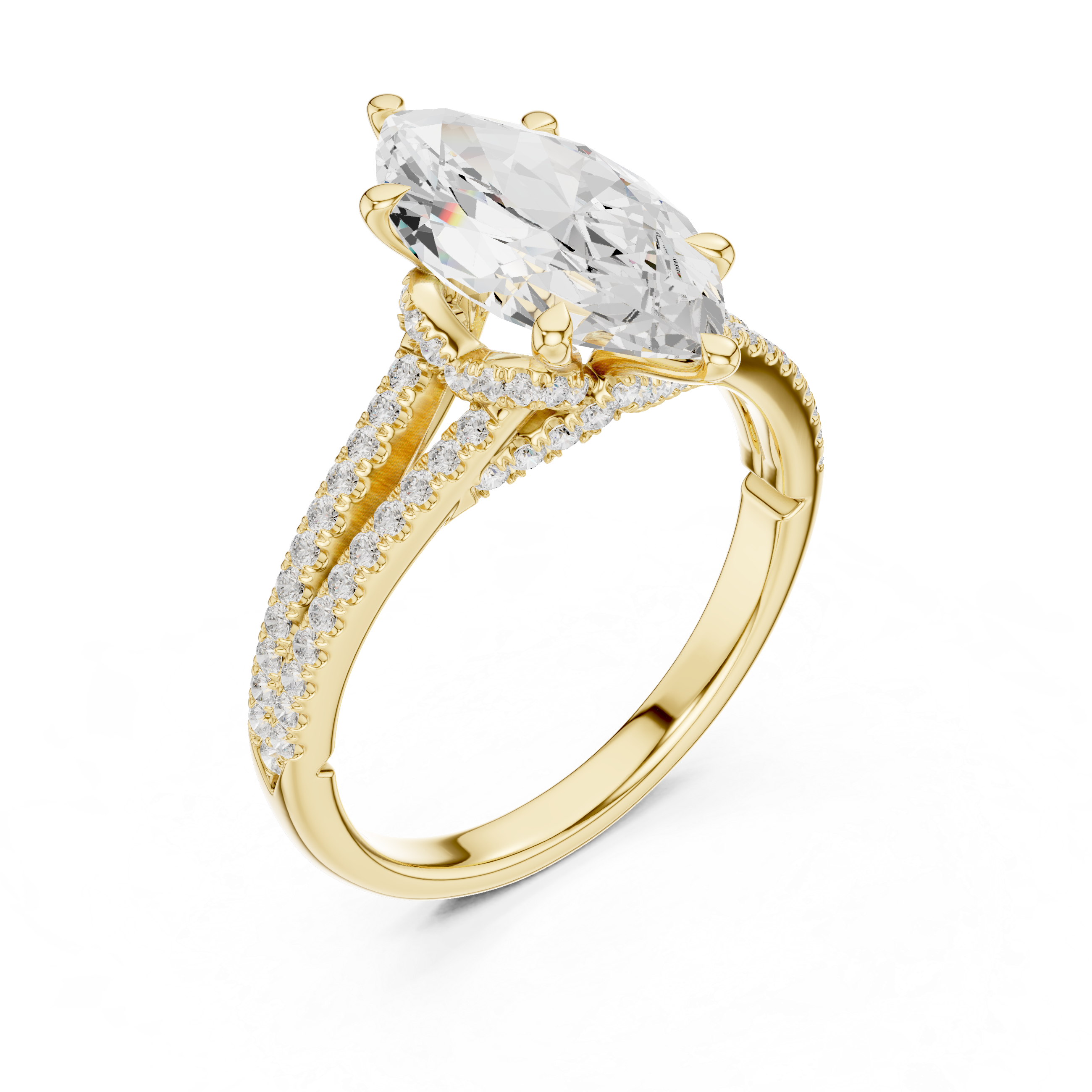 Marquise Cut Split Shank Pavé Engagement Ring with Twisted Diamond Gallery