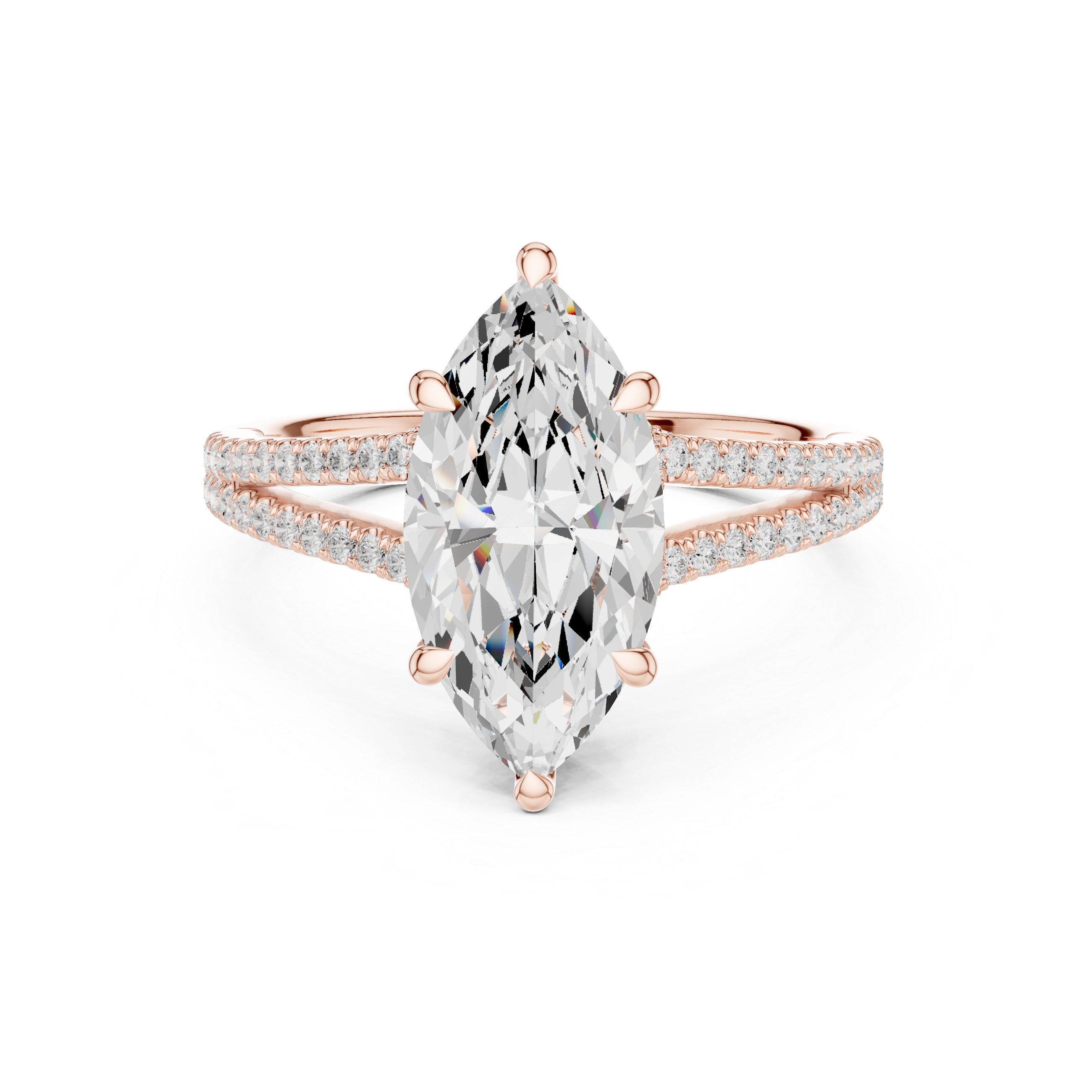Marquise Cut Split Shank Pavé Engagement Ring with Twisted Diamond Gallery
