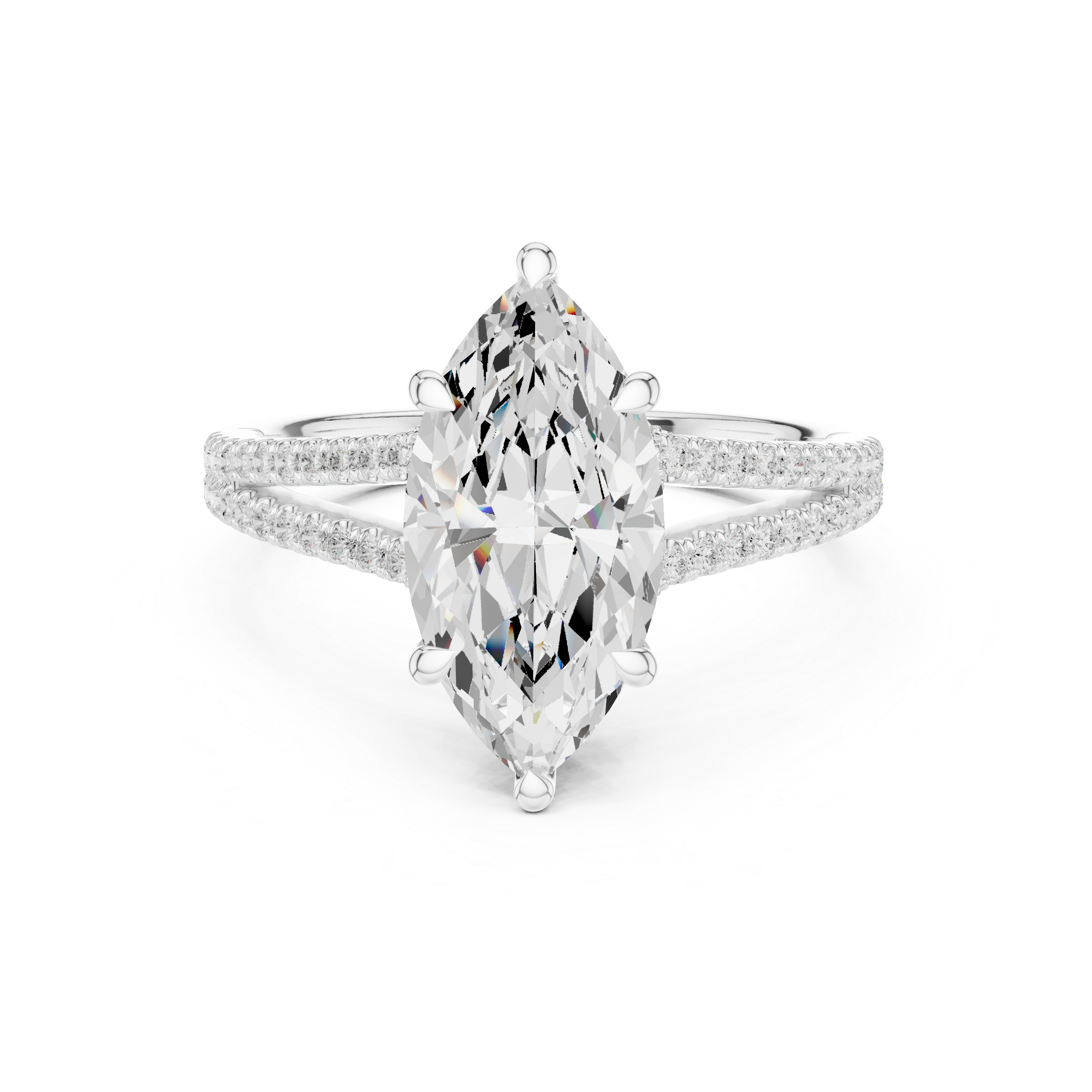 Marquise Cut Split Shank Pavé Engagement Ring with Twisted Diamond Gallery