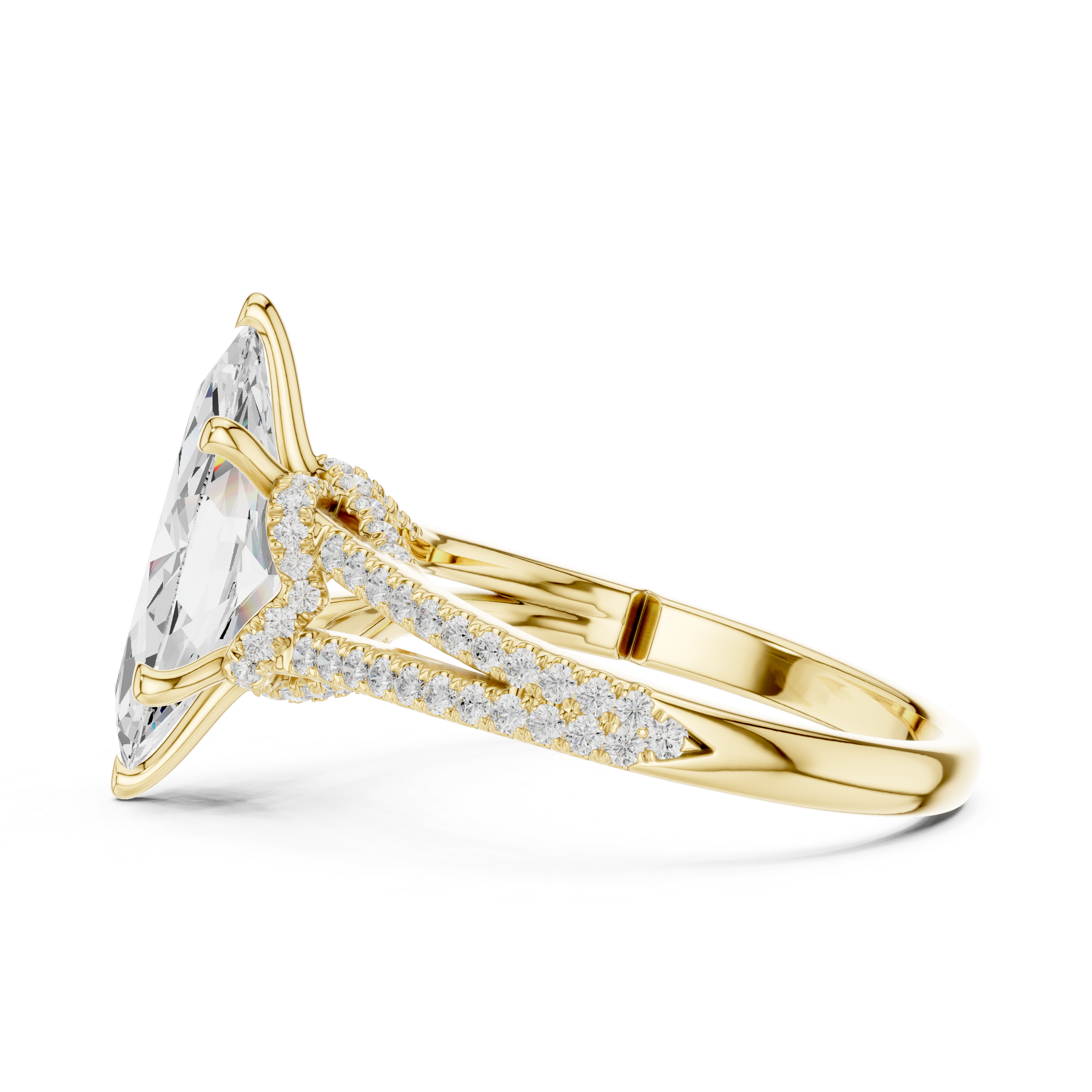 Marquise Cut Split Shank Pavé Engagement Ring with Twisted Diamond Gallery