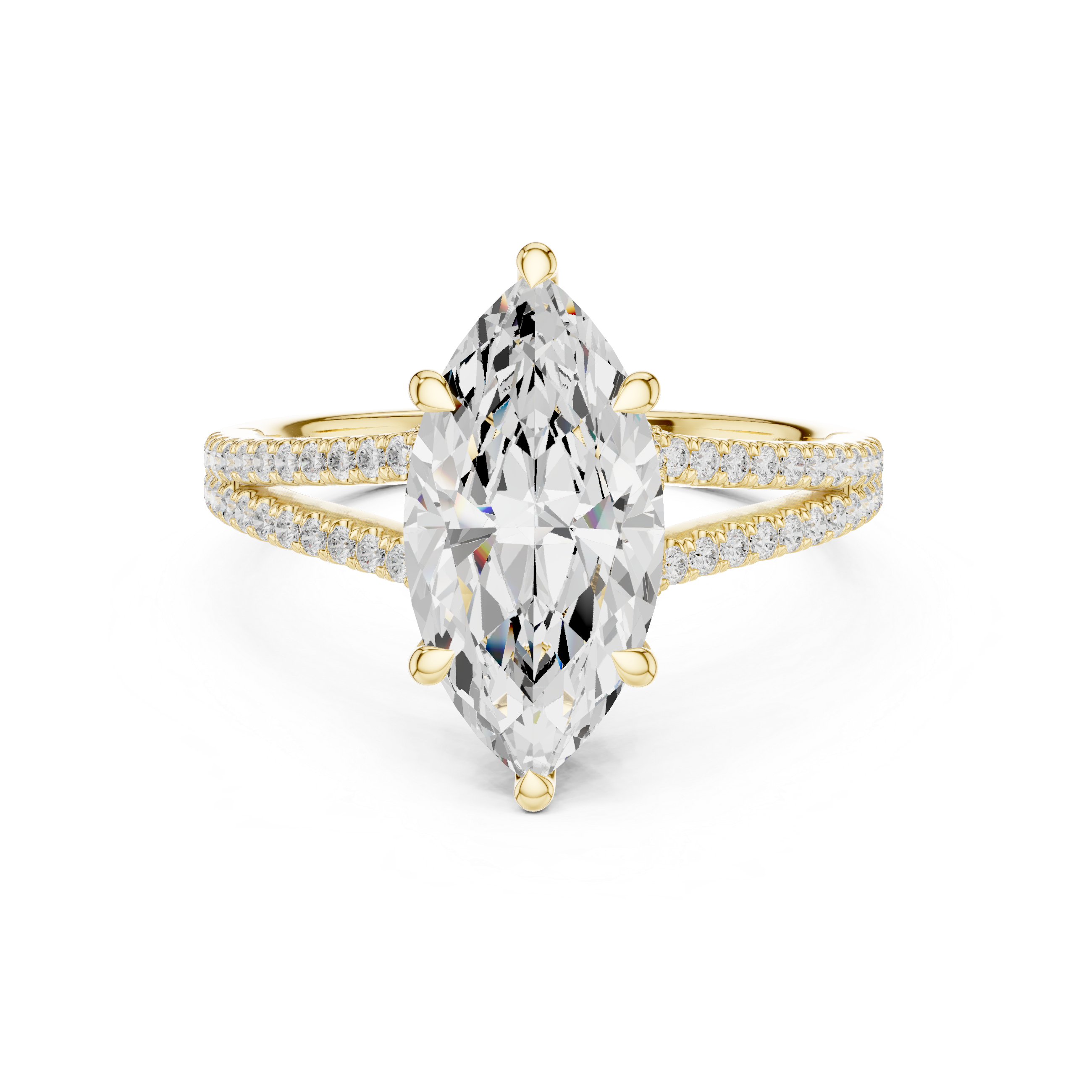 Marquise Cut Split Shank Pavé Engagement Ring with Twisted Diamond Gallery