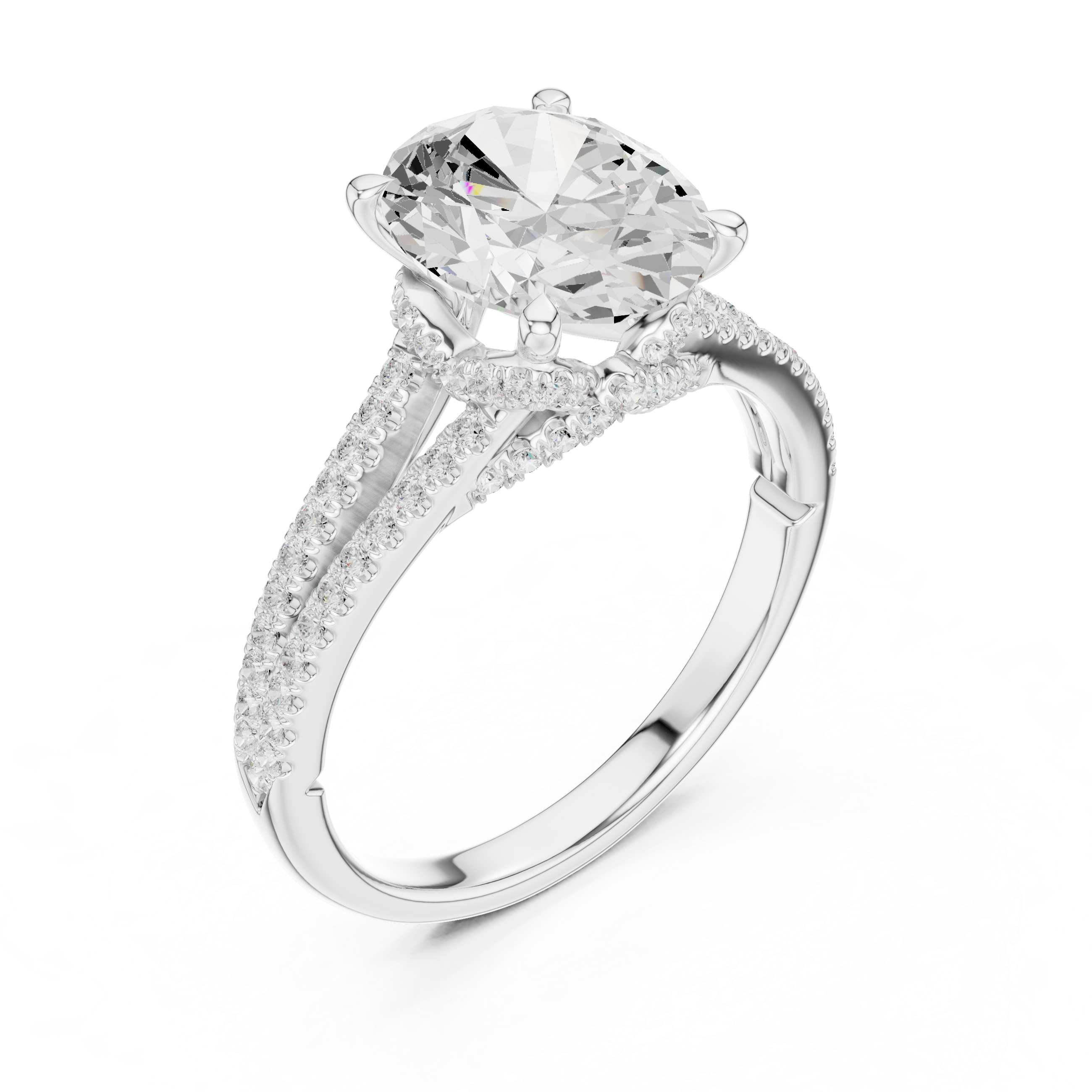 Oval Cut Split Shank Pavé Engagement Ring with Twisted Diamond Gallery