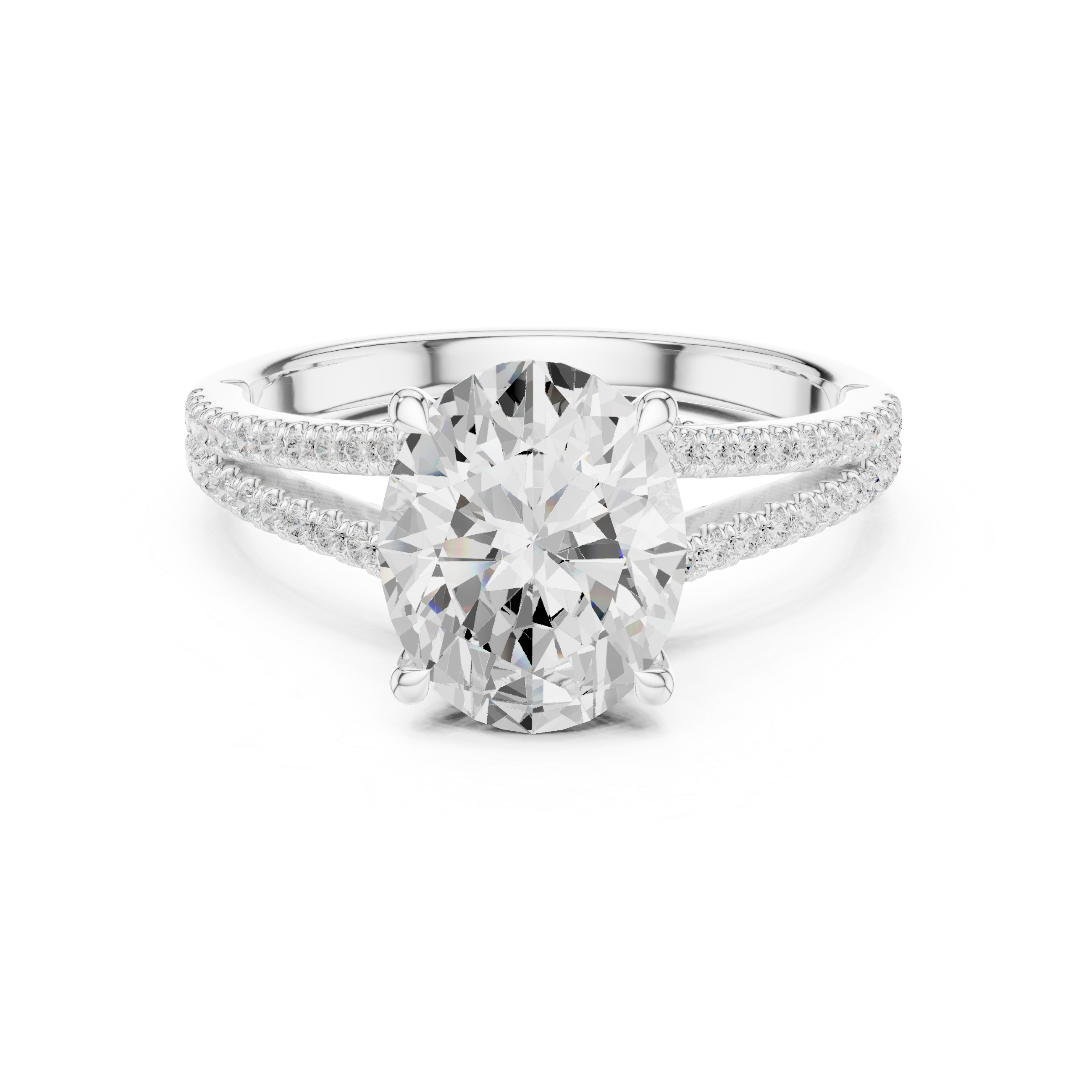 Oval Cut Split Shank Pavé Engagement Ring with Twisted Diamond Gallery