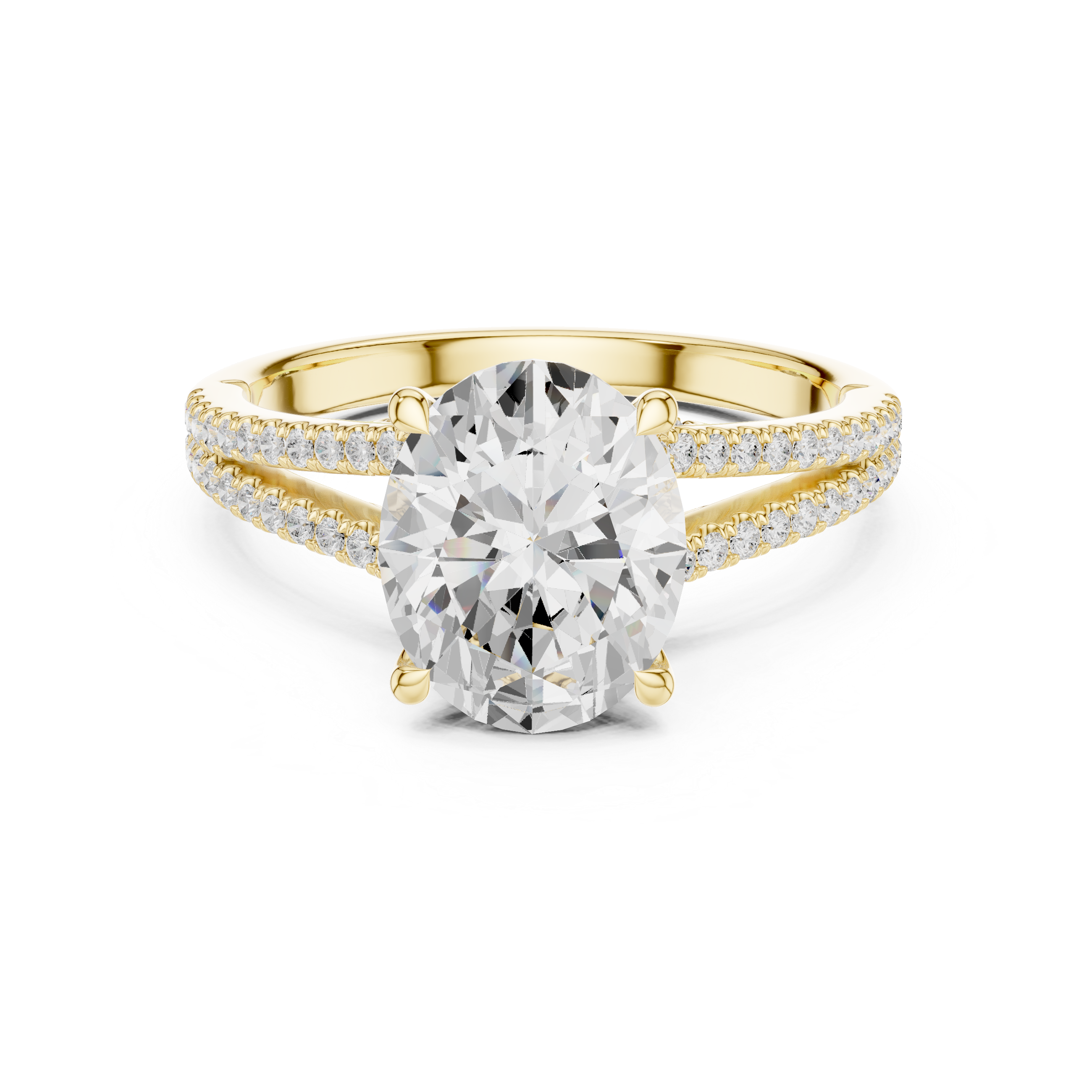 Oval Cut Split Shank Pavé Engagement Ring with Twisted Diamond Gallery