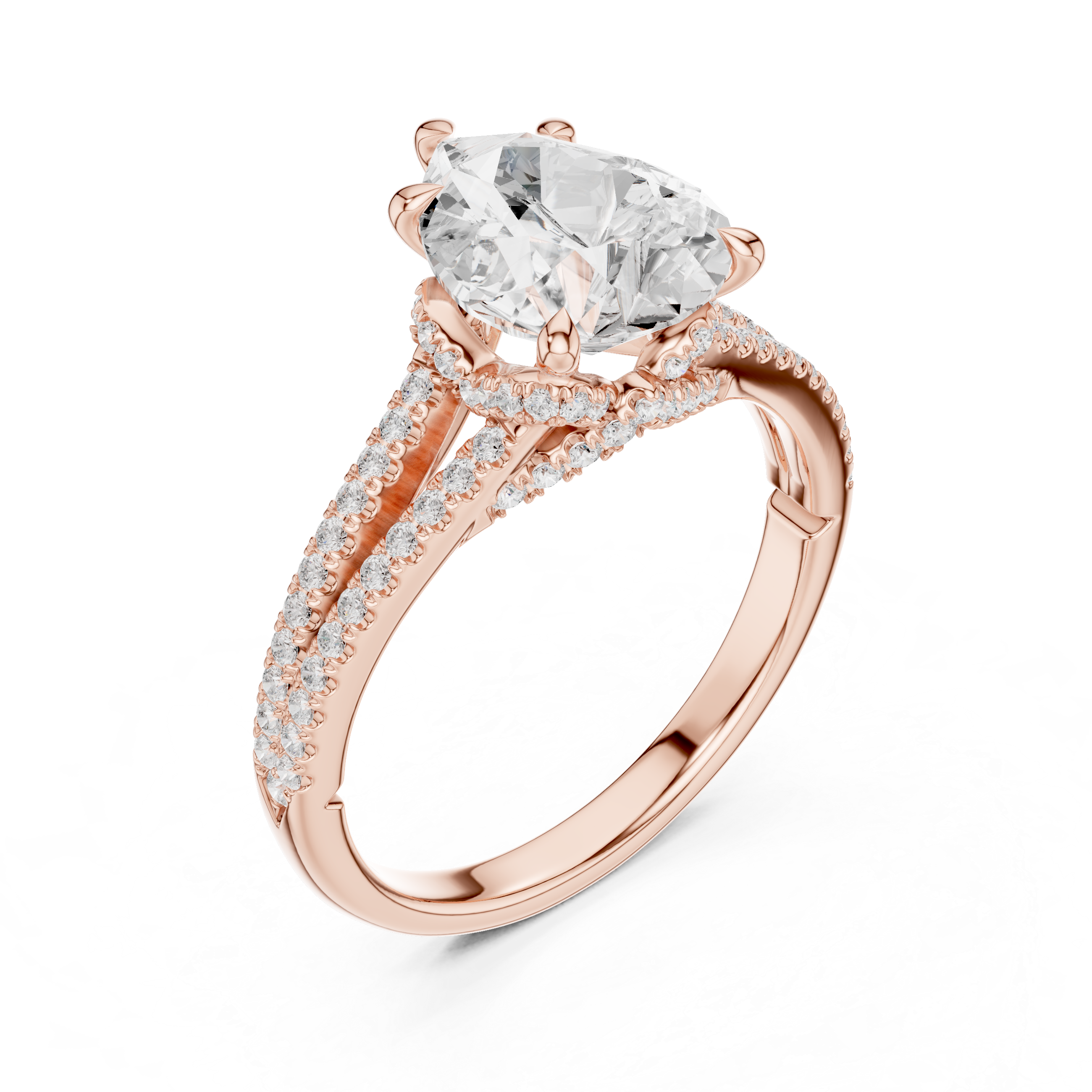 Pear Cut Split Shank Pavé Engagement Ring with Twisted Diamond Gallery