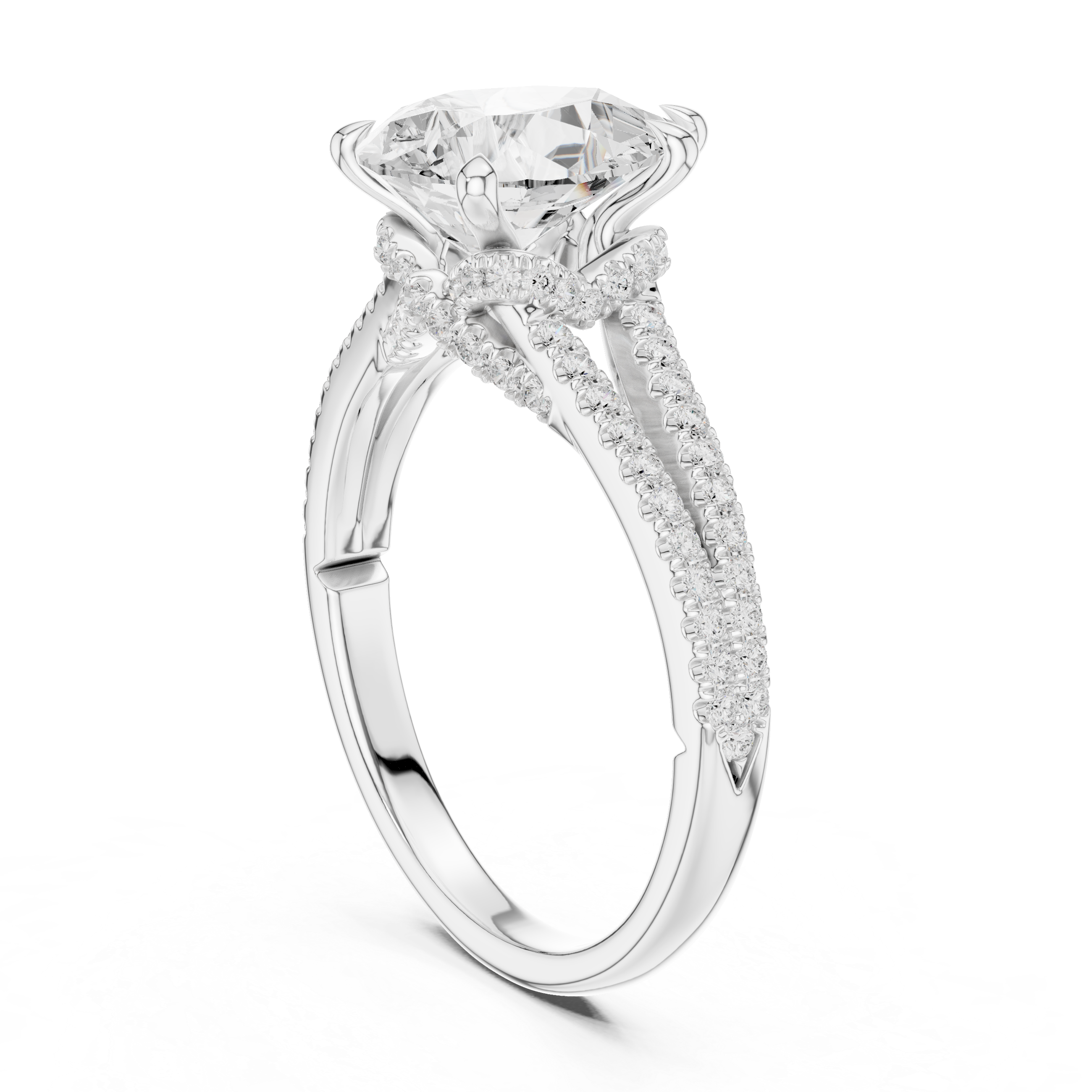 Pear Cut Split Shank Pavé Engagement Ring with Twisted Diamond Gallery