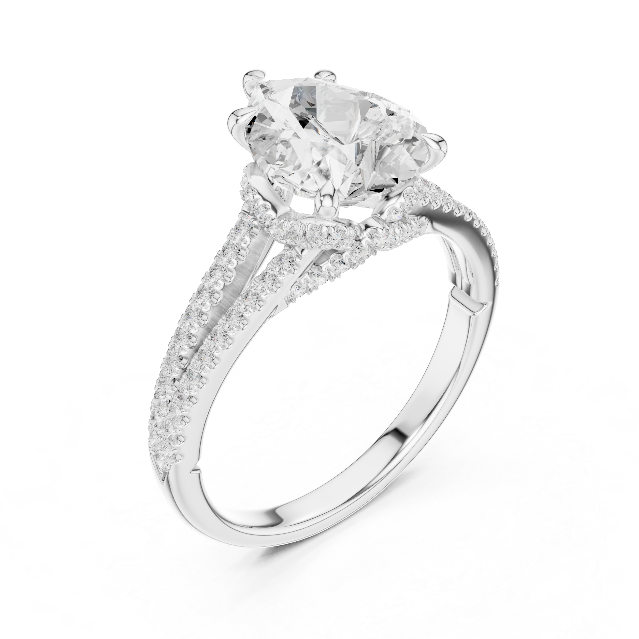 Pear Cut Split Shank Pavé Engagement Ring with Twisted Diamond Gallery