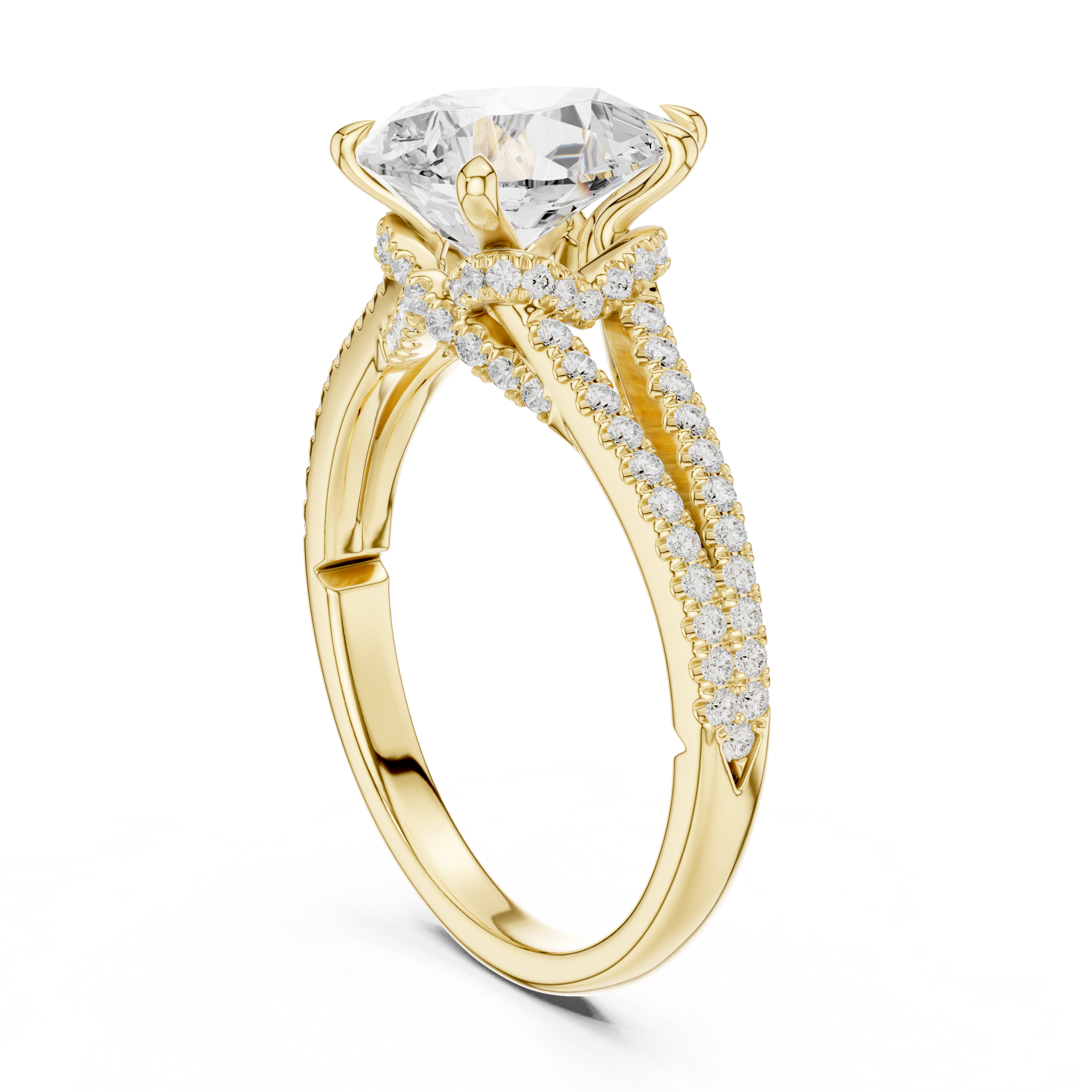 Pear Cut Split Shank Pavé Engagement Ring with Twisted Diamond Gallery