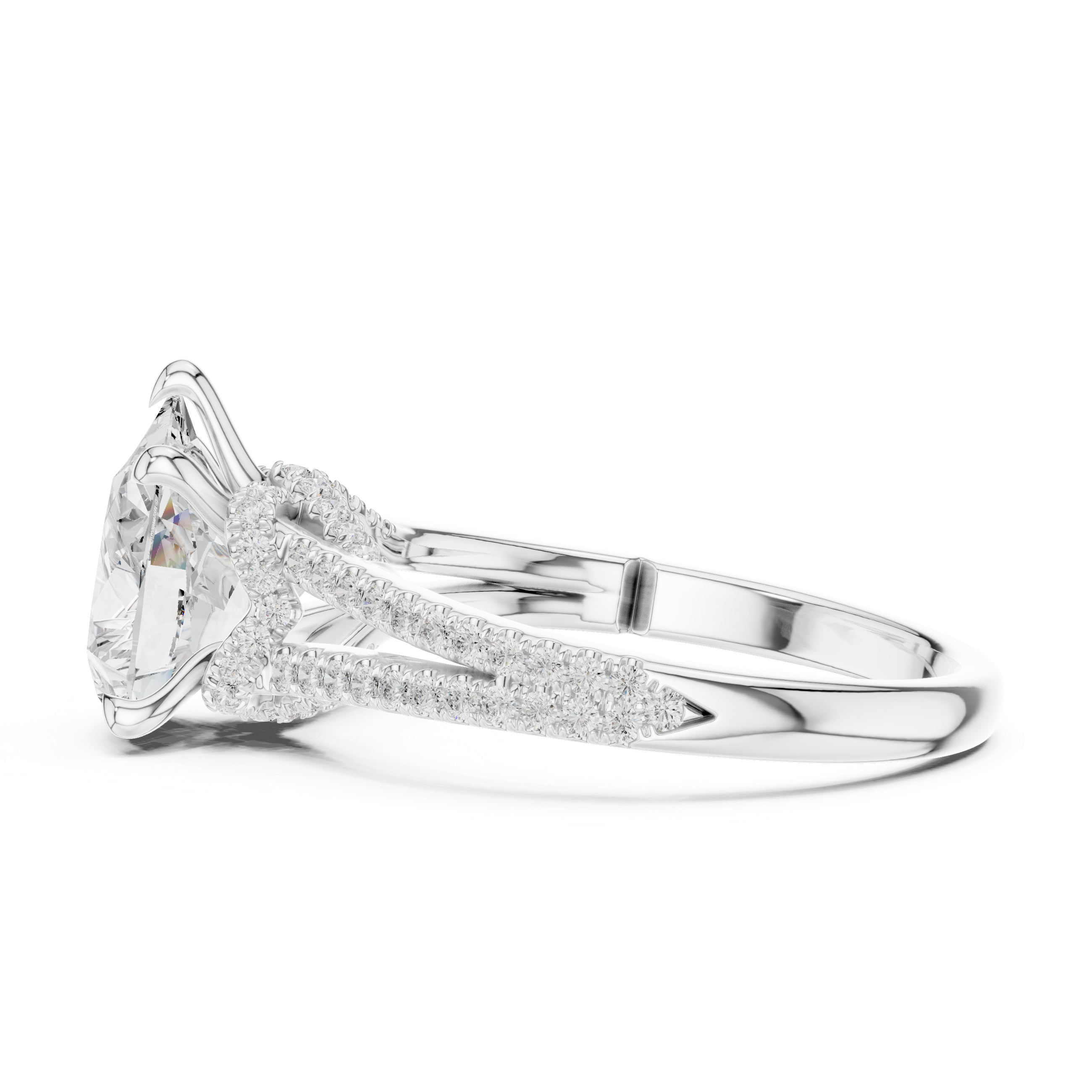 Pear Cut Split Shank Pavé Engagement Ring with Twisted Diamond Gallery