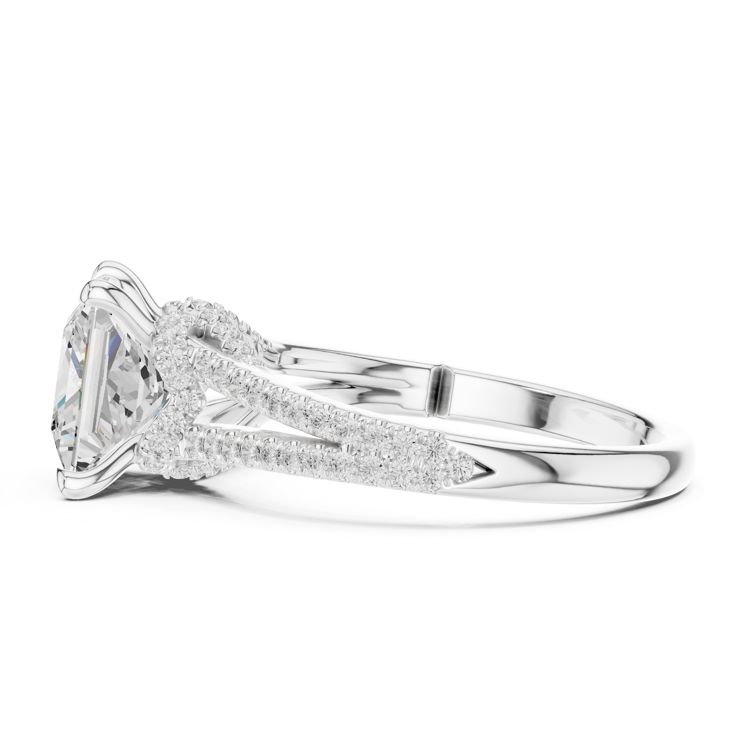 Princess Cut Split Shank Pavé Engagement Ring with Twisted Diamond Gallery