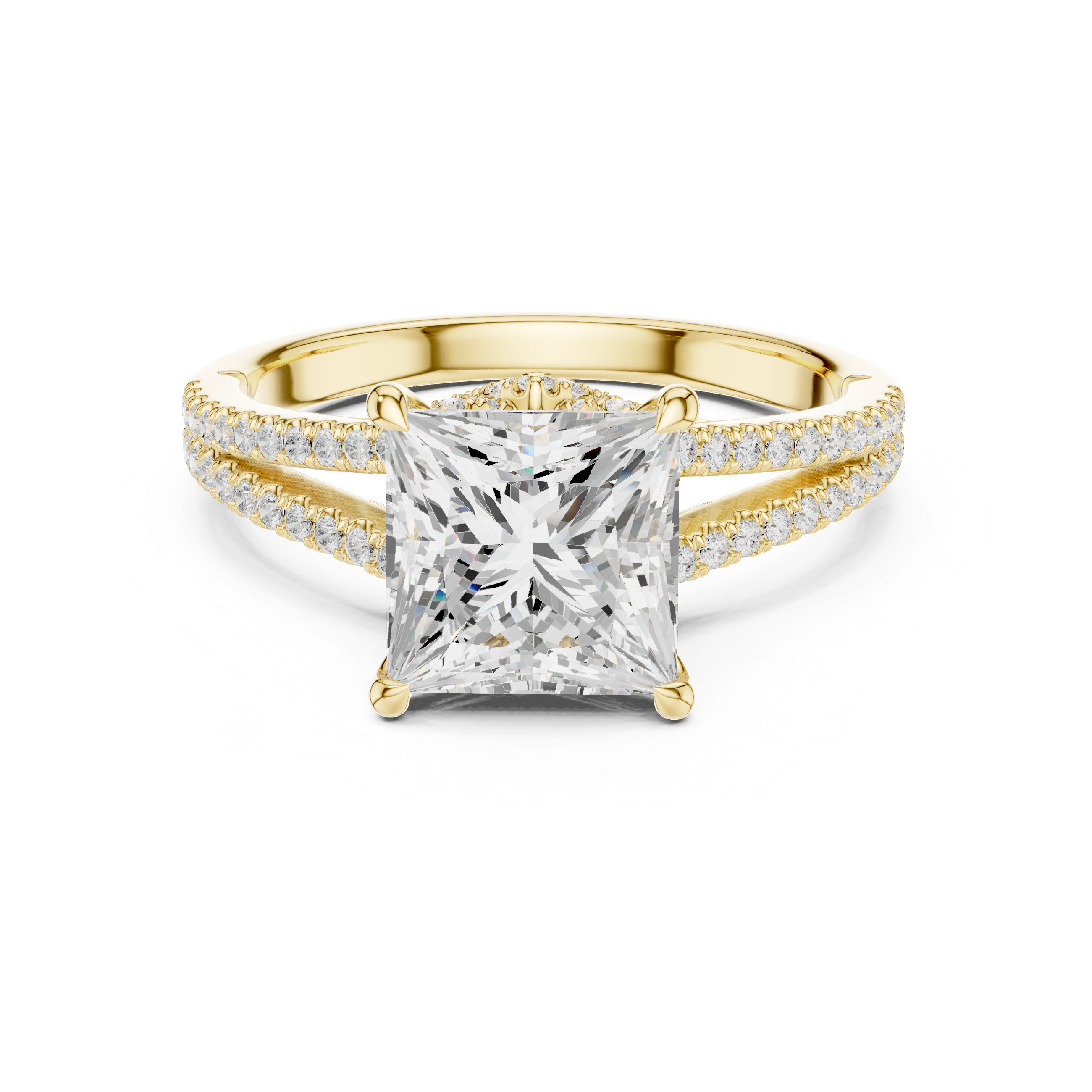 Princess Cut Split Shank Pavé Engagement Ring with Twisted Diamond Gallery
