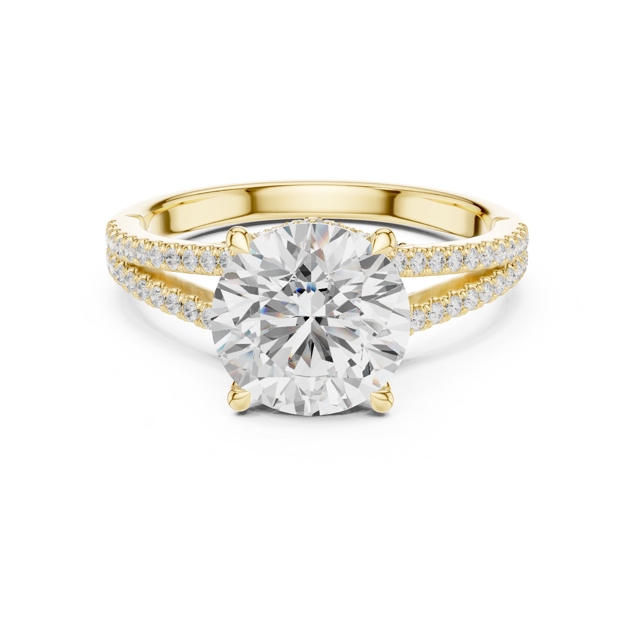 Round Cut Split Shank Pavé Engagement Ring with Twisted Diamond Gallery