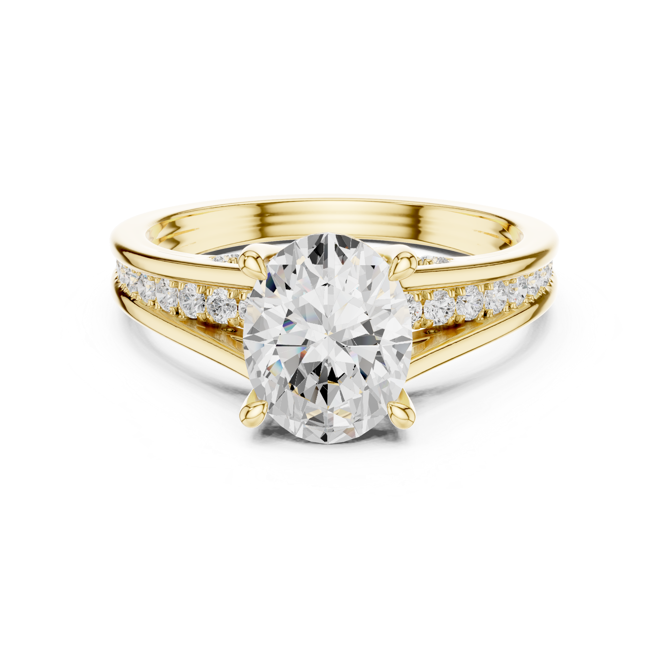 Oval Cut Solitaire Engagement Ring with Hidden Pavé Split Shank