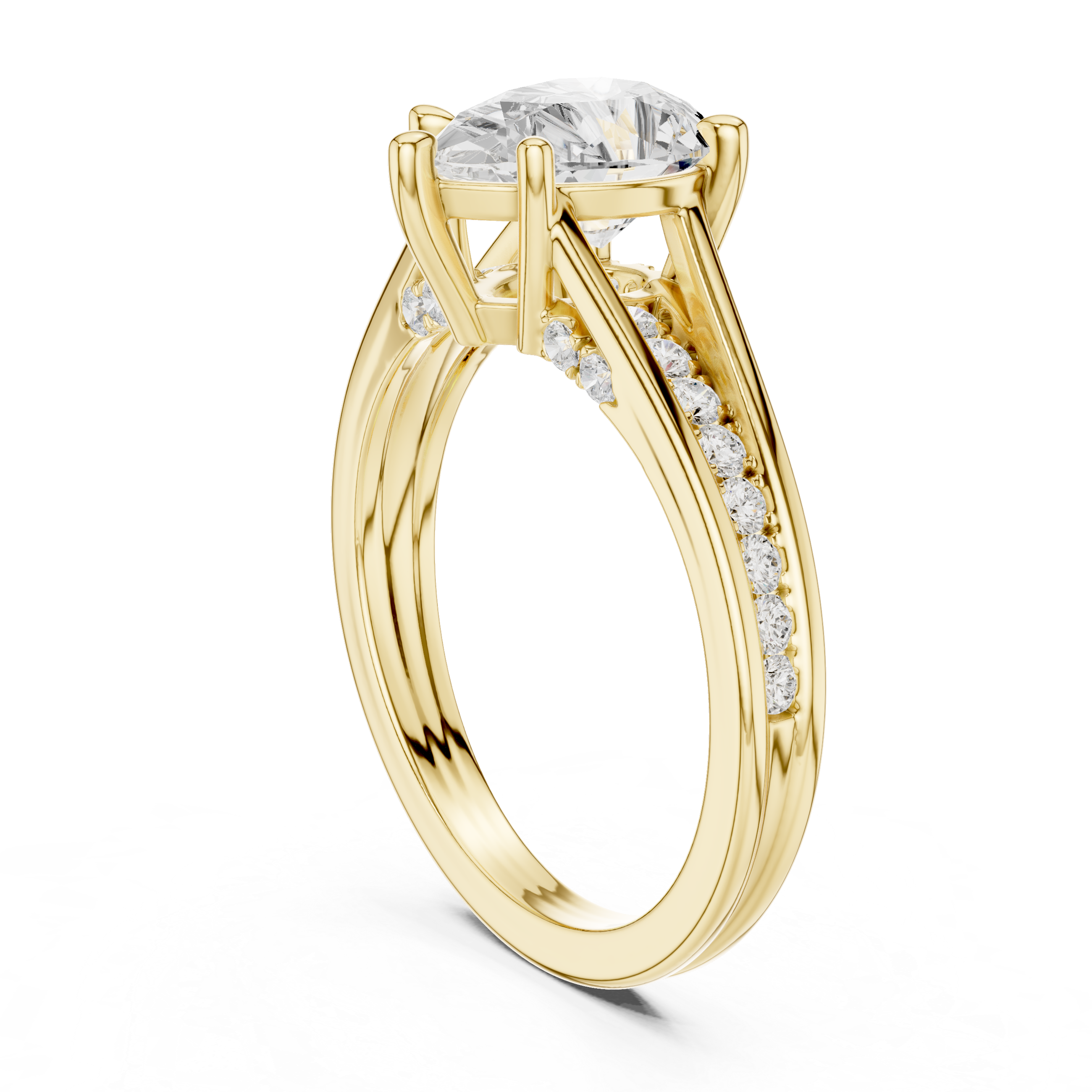 Pear Cut Solitaire Engagement Ring with Hidden Pavé Split Shank