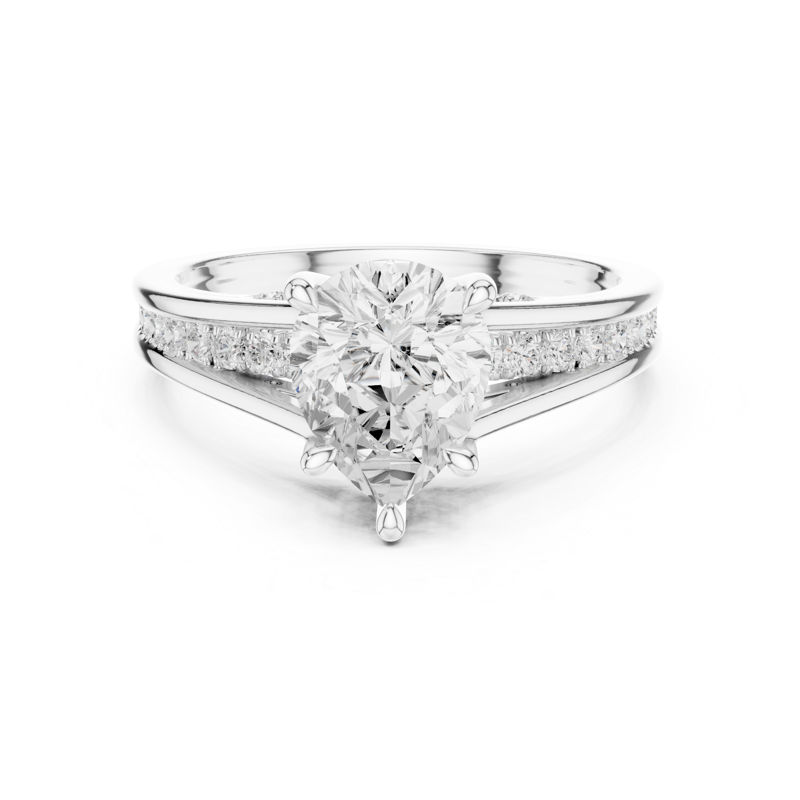Pear Cut Solitaire Engagement Ring with Hidden Pavé Split Shank