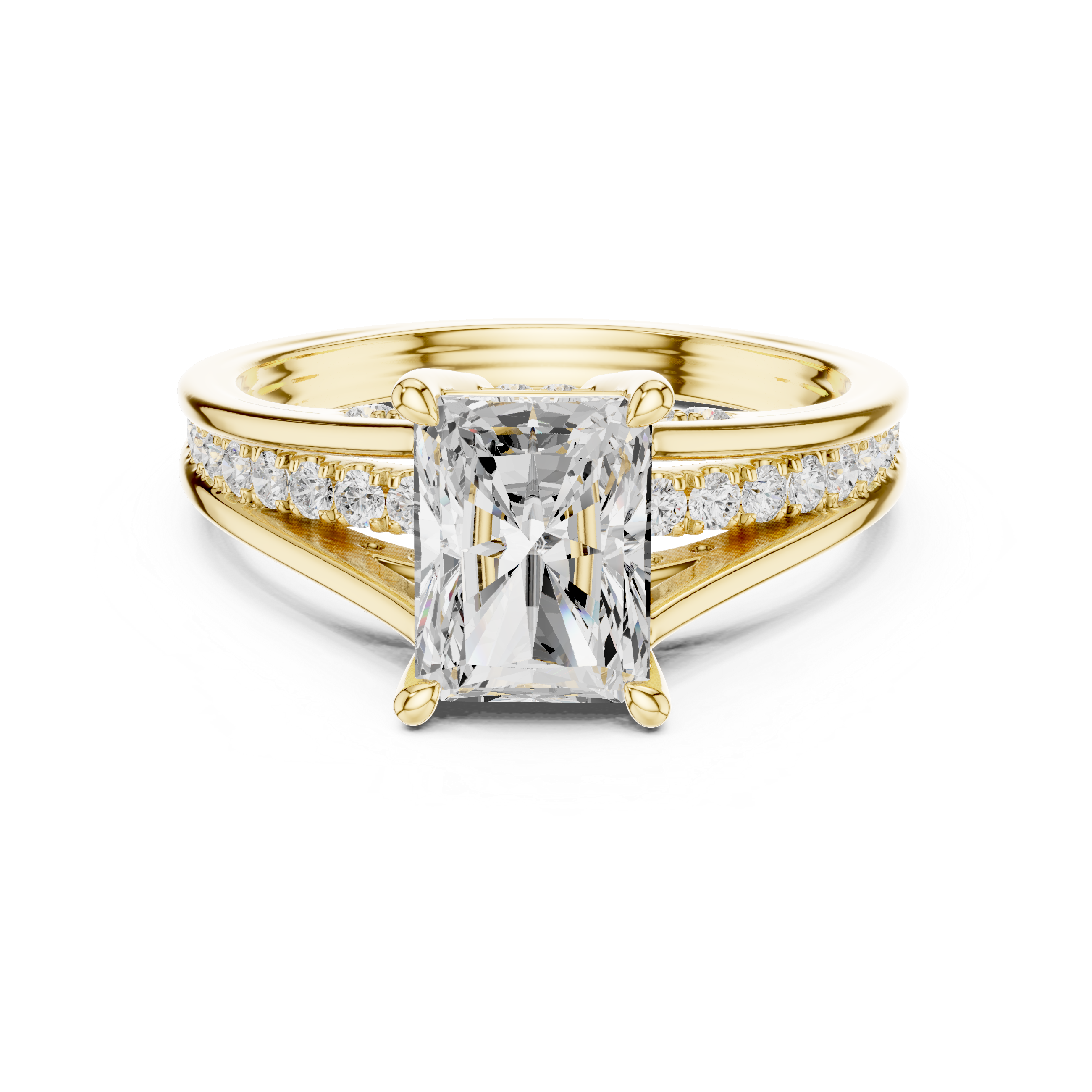 Radiant Cut Solitaire Engagement Ring with Hidden Pavé Split Shank