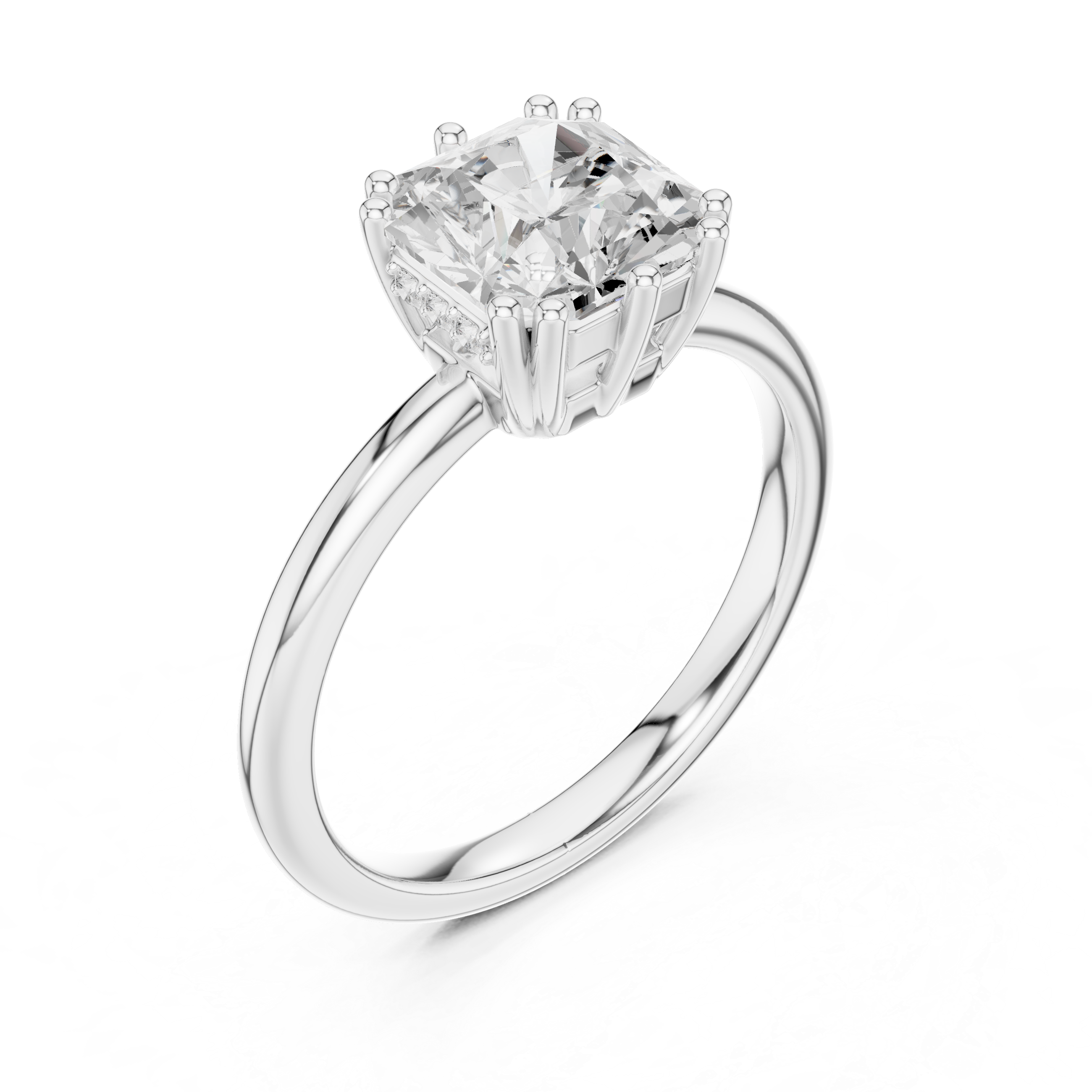 Asscher Cut Solitaire Engagement Ring with Hidden Diamond Accent Gallery