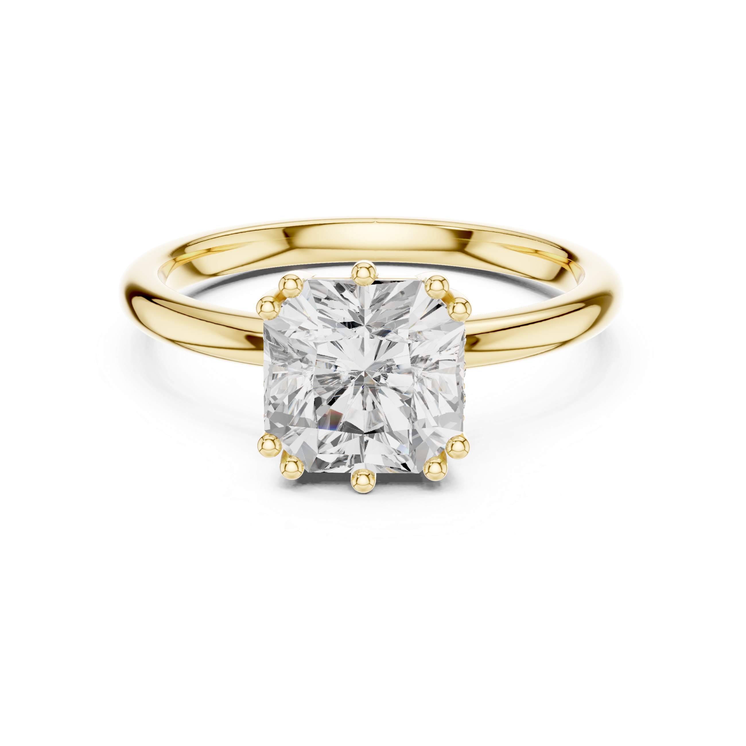 Asscher Cut Solitaire Engagement Ring with Hidden Diamond Accent Gallery