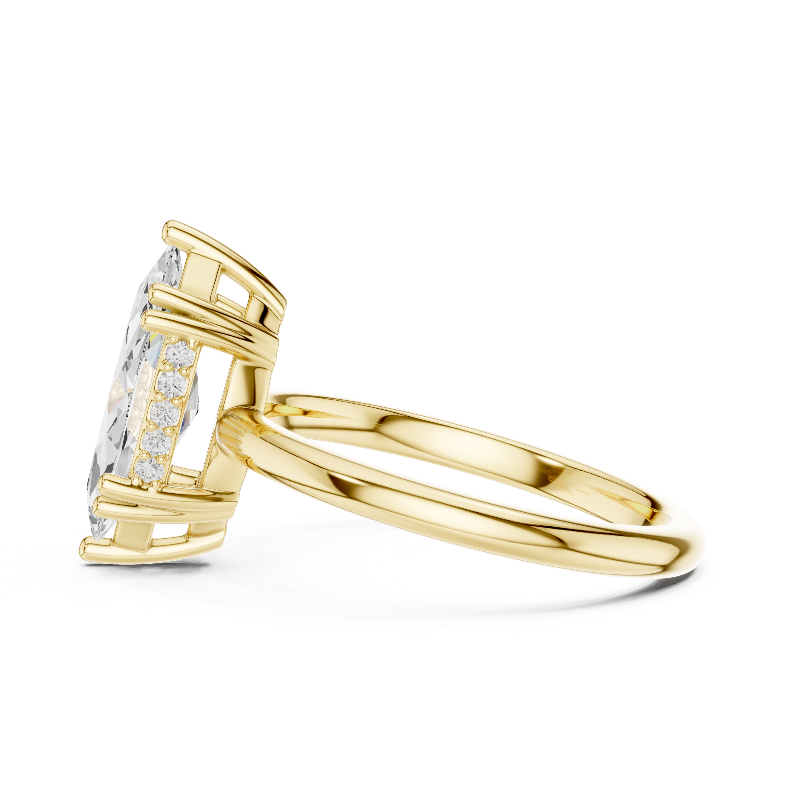 Marquise Cut Solitaire Engagement Ring with Hidden Diamond Accent Basket