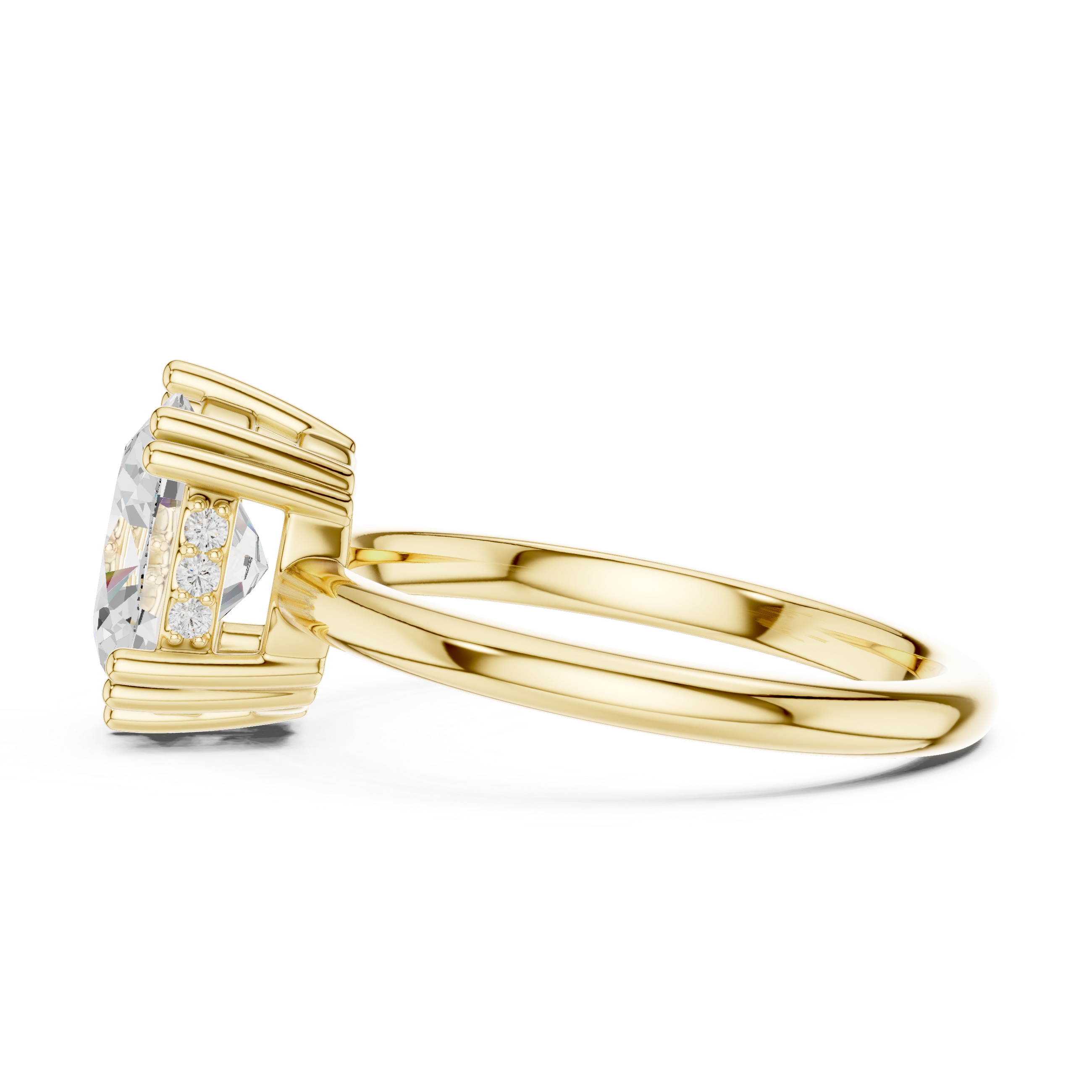 Oval Cut Solitaire Engagement Ring with Hidden Diamond Accent Basket