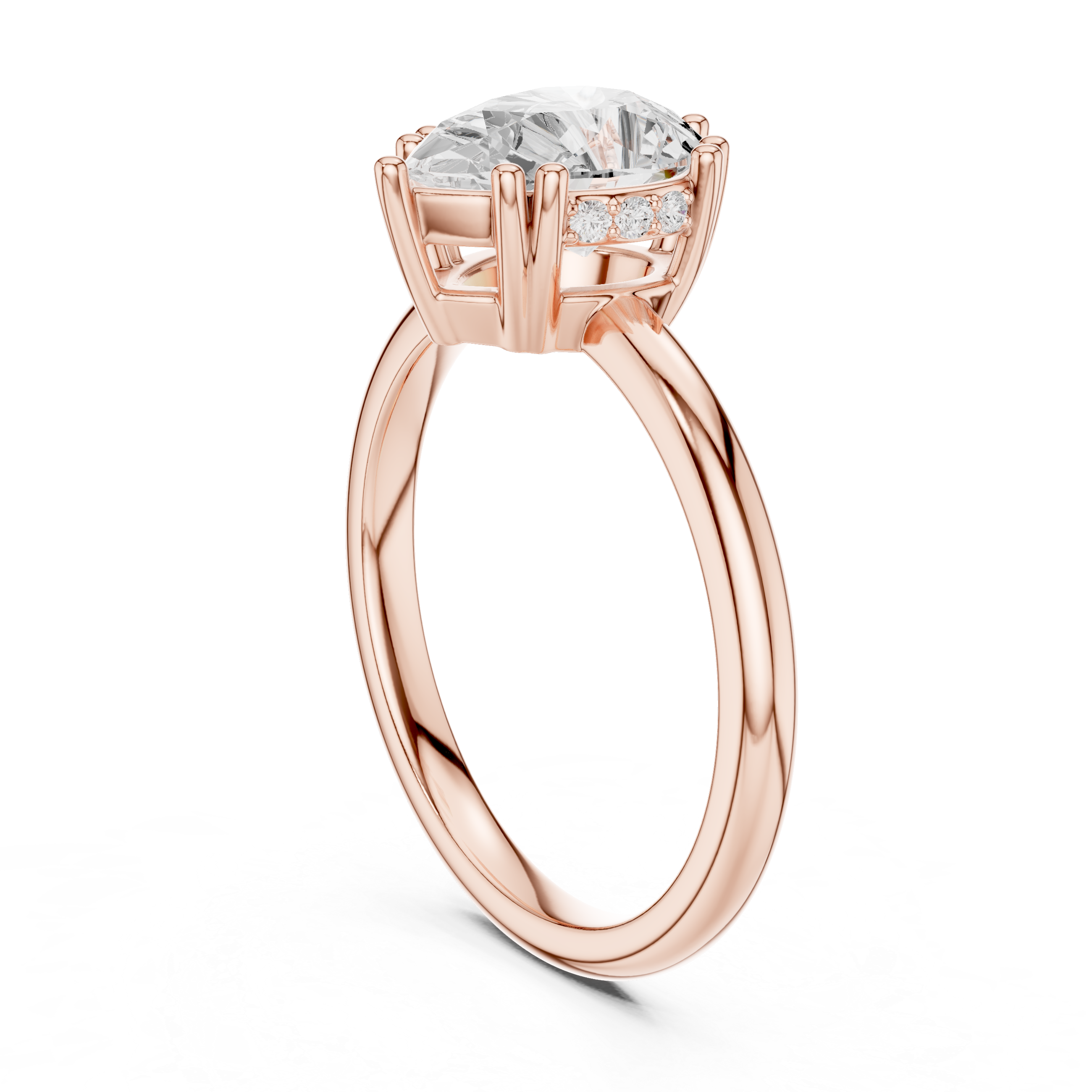 Pear Cut Solitaire Engagement Ring with Hidden Diamond Accent Gallery