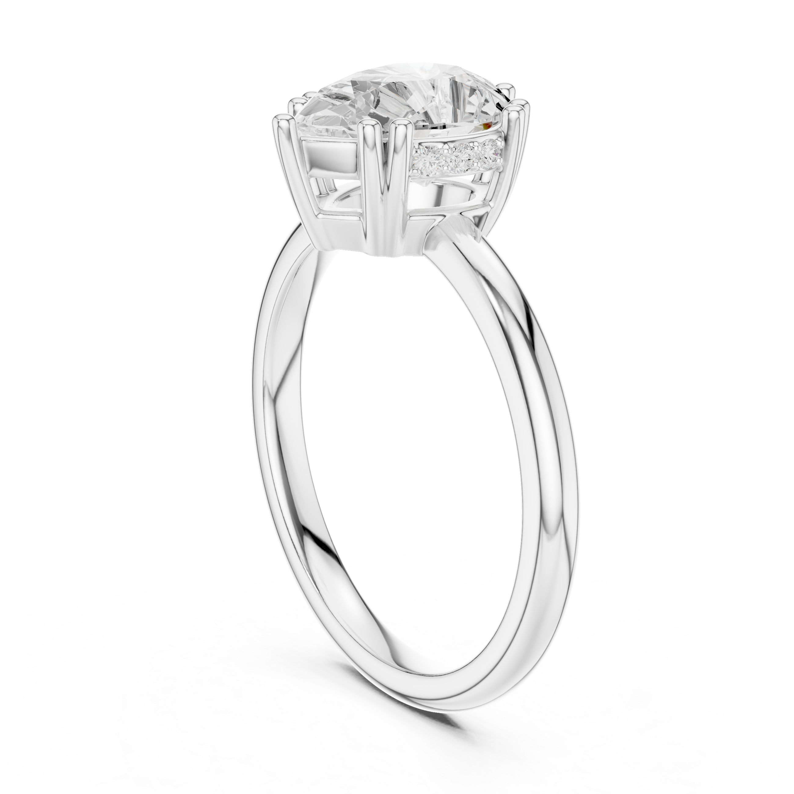 Pear Cut Solitaire Engagement Ring with Hidden Diamond Accent Gallery