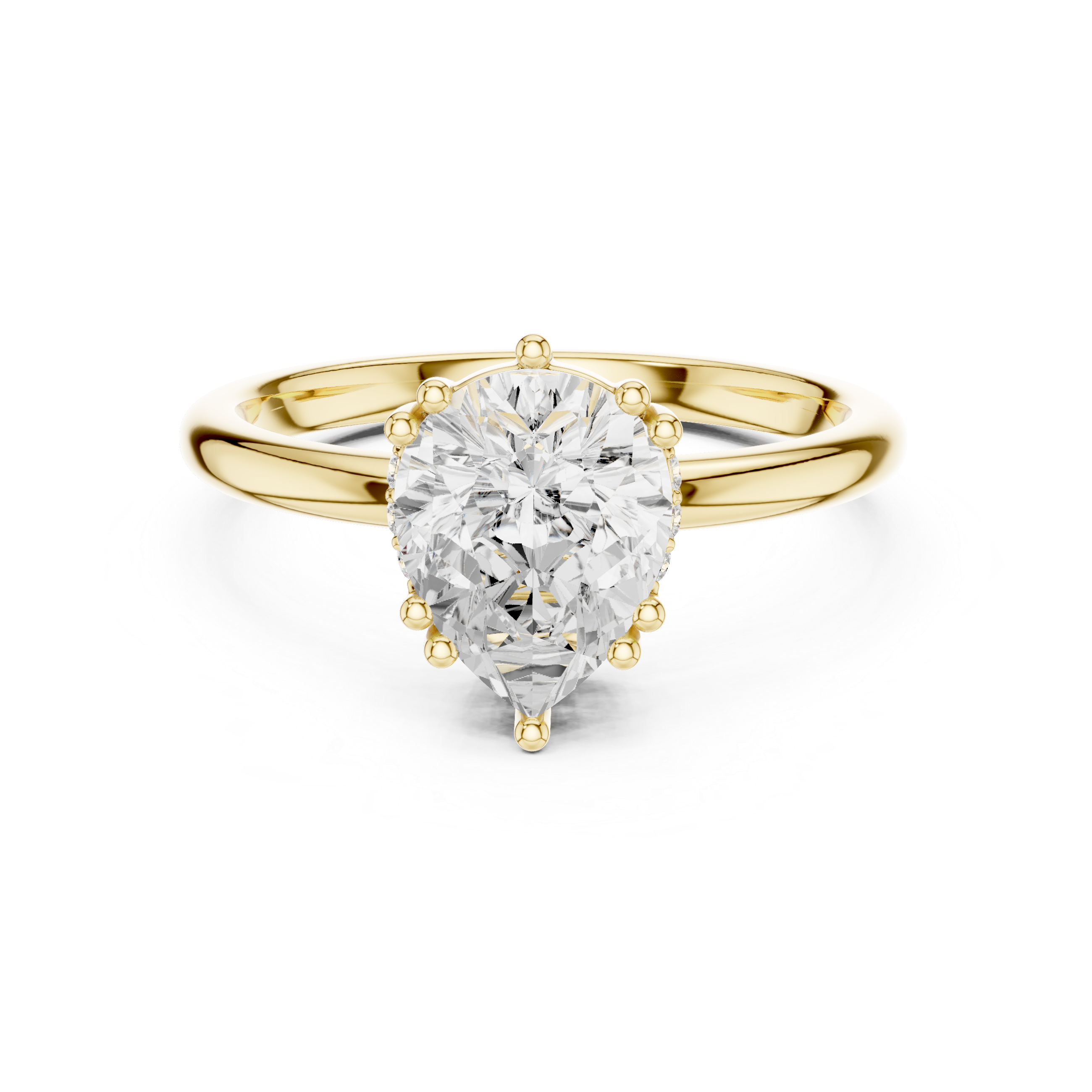 Pear Cut Solitaire Engagement Ring with Hidden Diamond Accent Gallery