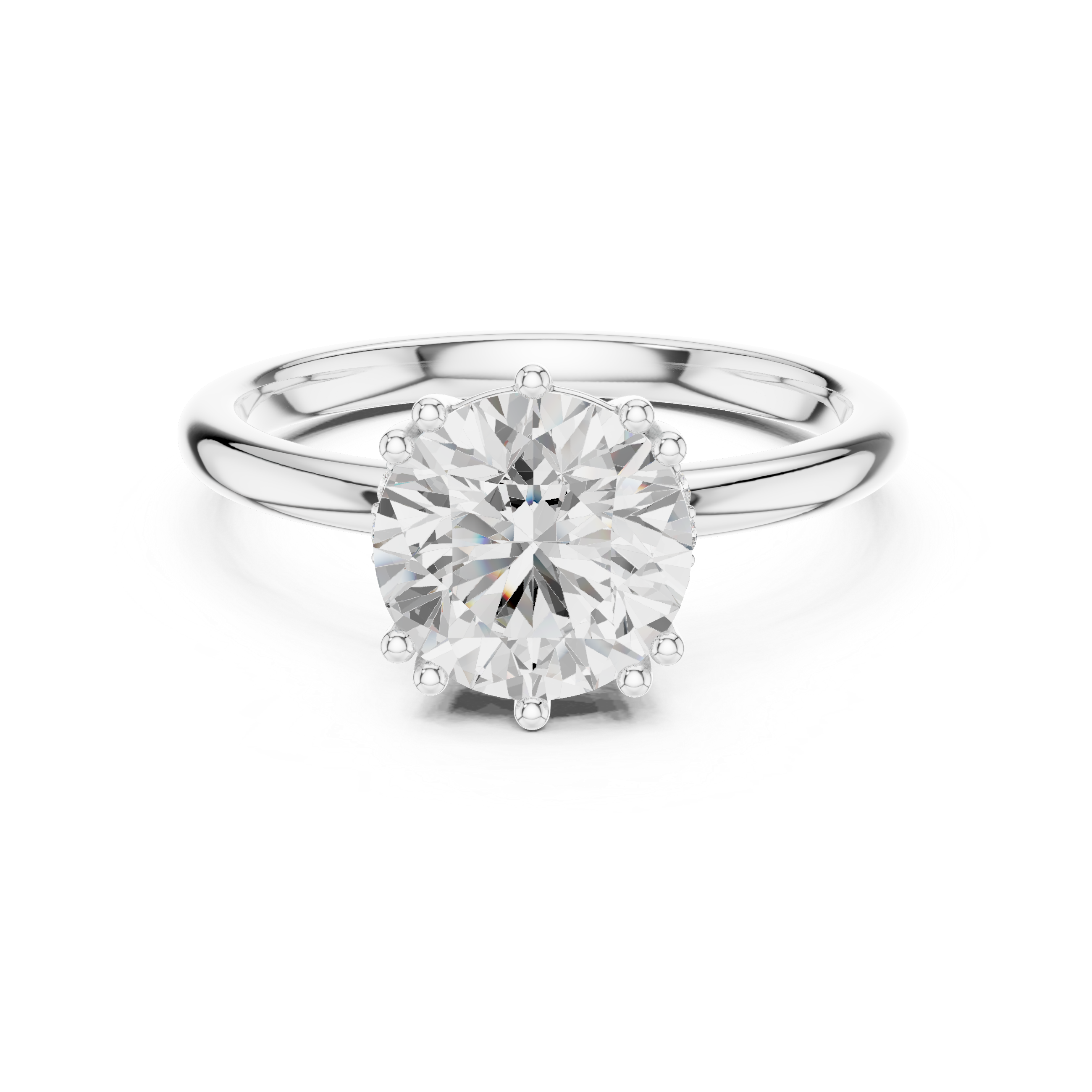 Round Brilliant Solitaire Engagement Ring with Hidden Diamond Accent Basket
