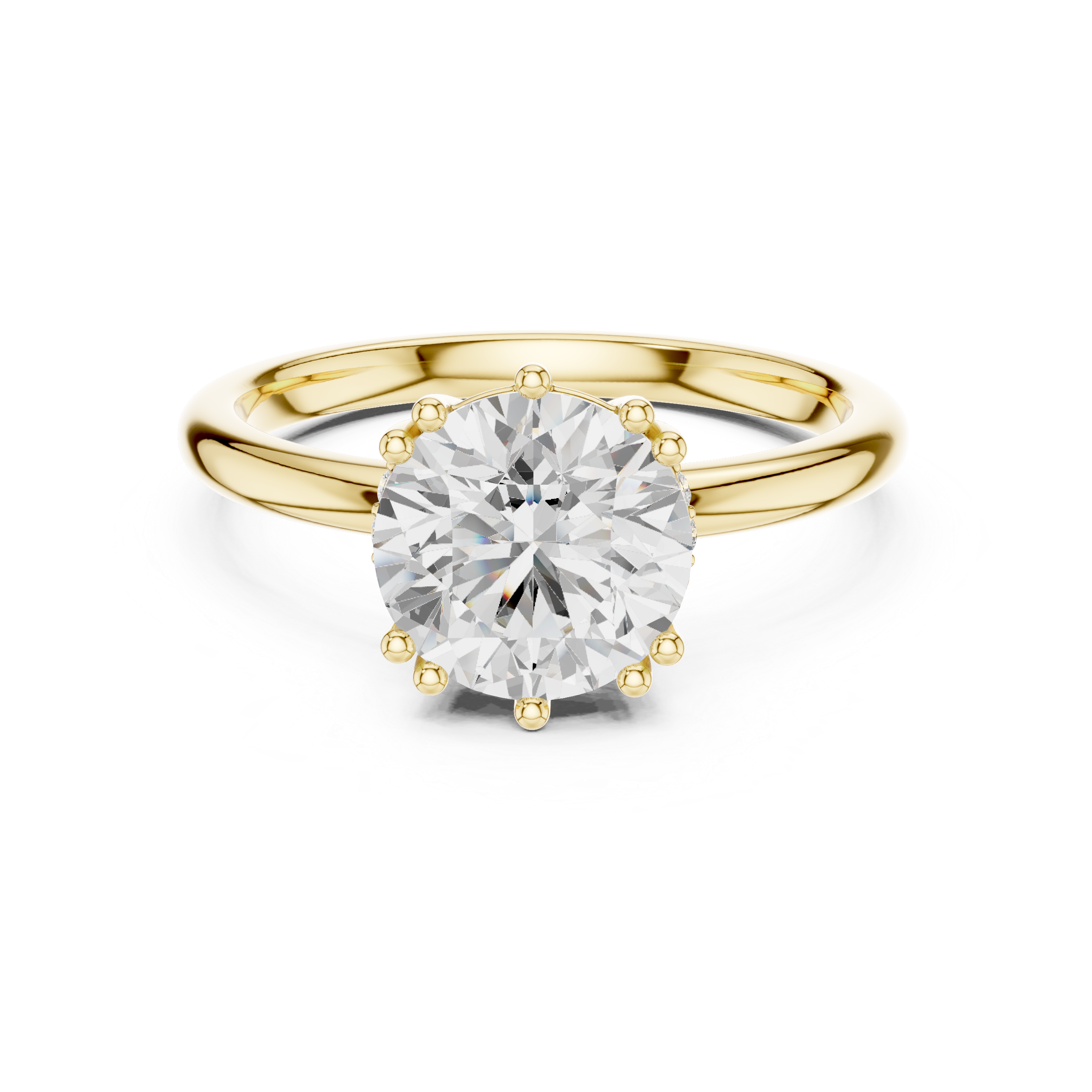 Round Brilliant Solitaire Engagement Ring with Hidden Diamond Accent Basket