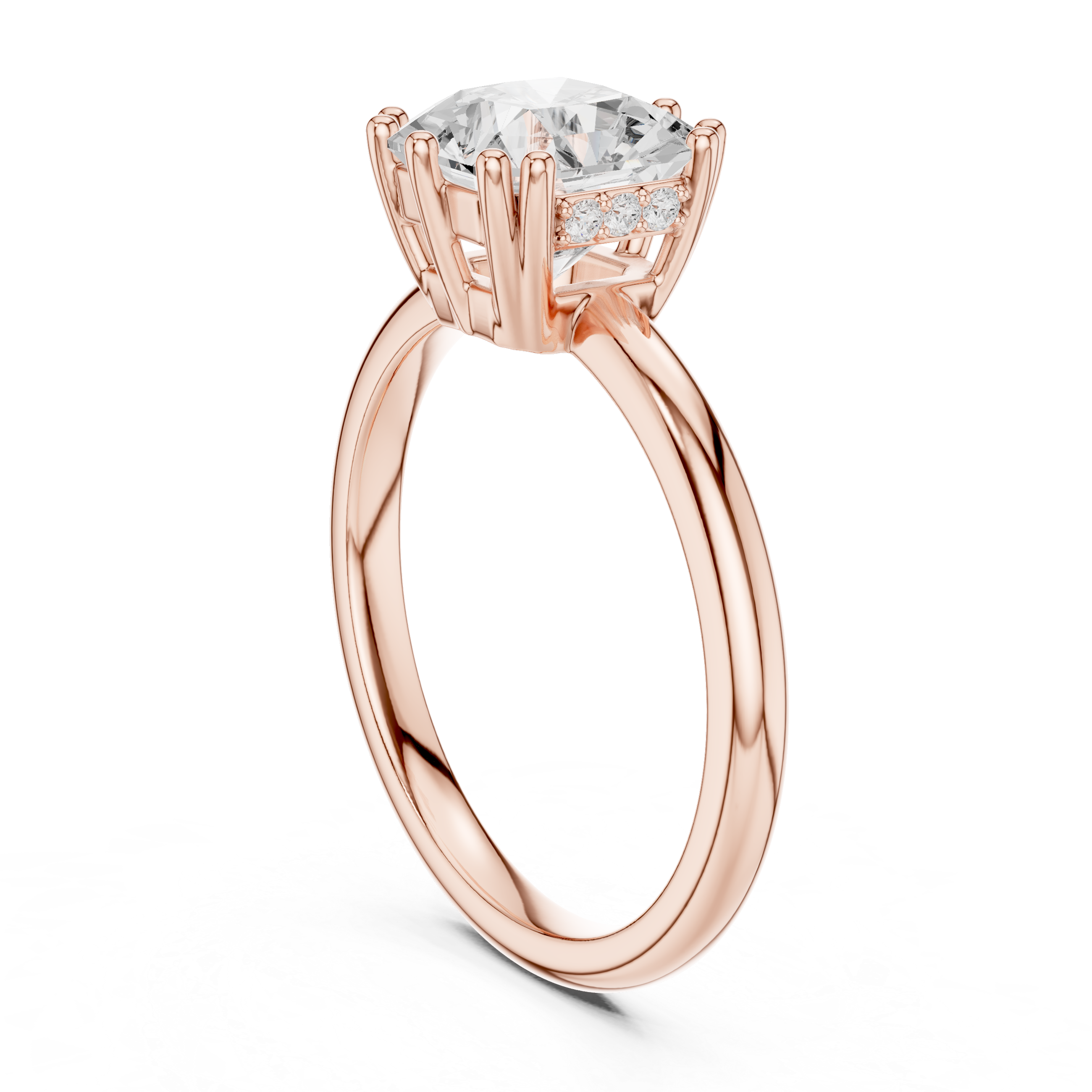 Radiant-Cut Solitaire Engagement Ring with Hidden Accent Detail