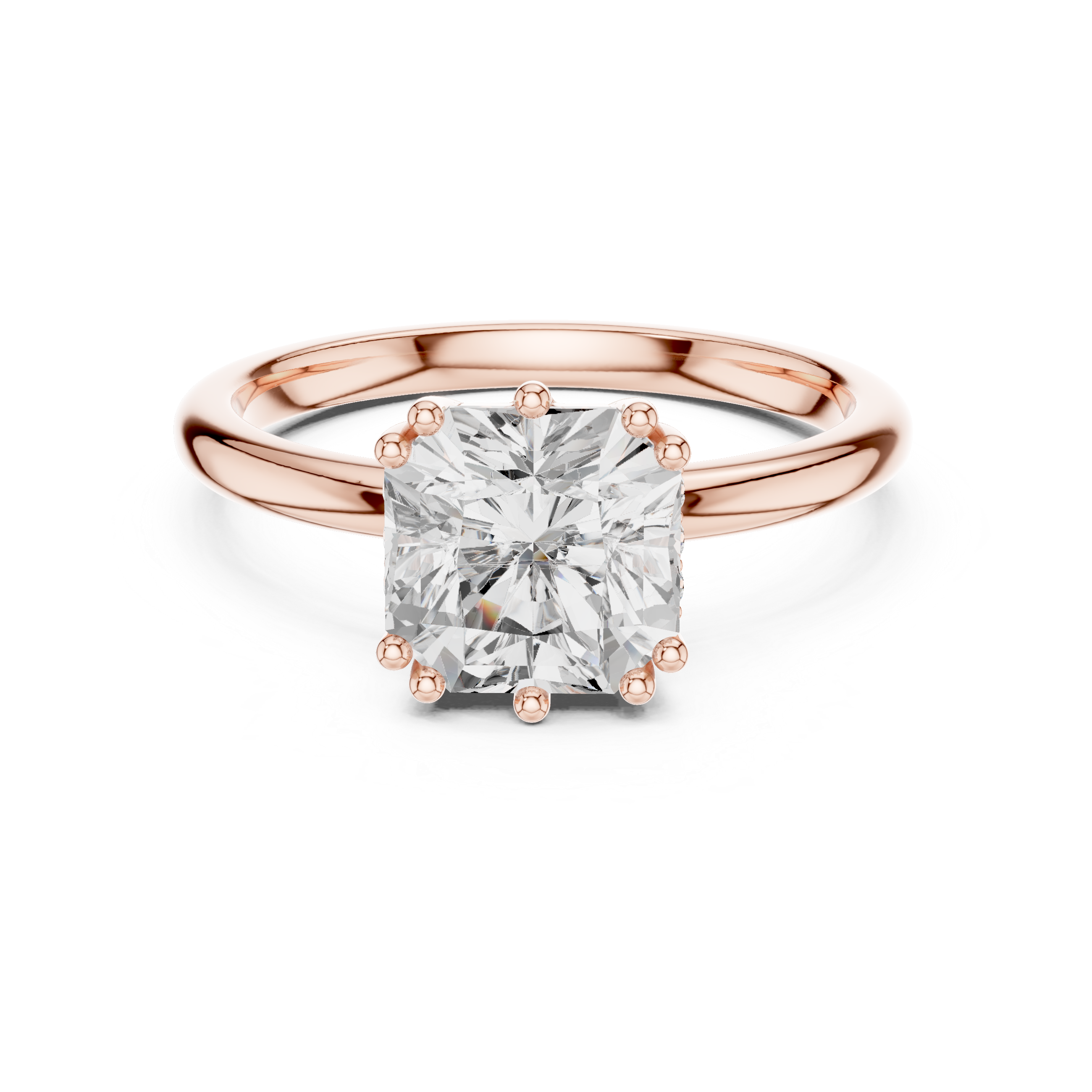 Radiant-Cut Solitaire Engagement Ring with Hidden Accent Detail