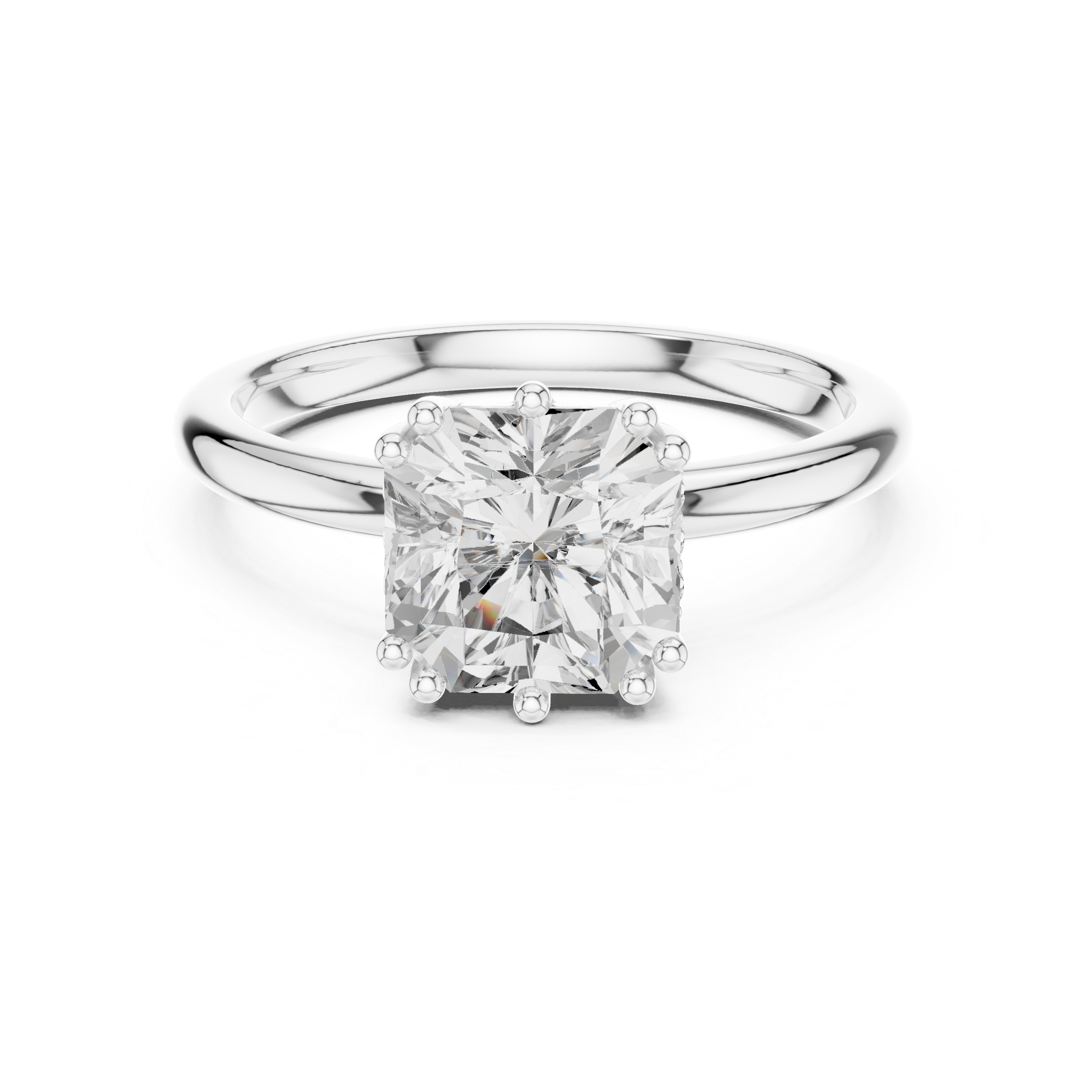 Radiant-Cut Solitaire Engagement Ring with Hidden Accent Detail