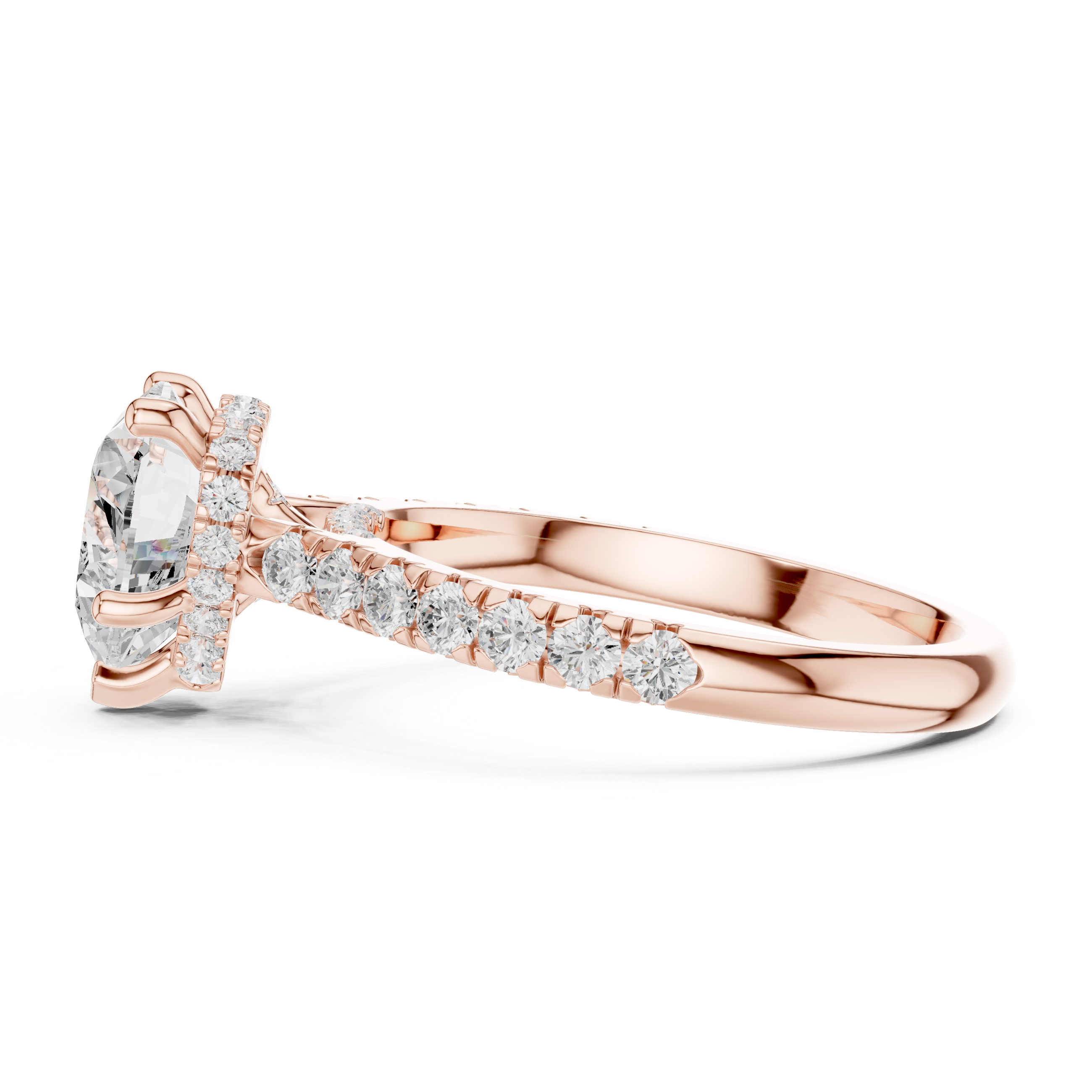 Heart-Cut Hidden Halo Pavé Engagement Ring with Four-Prong Setting