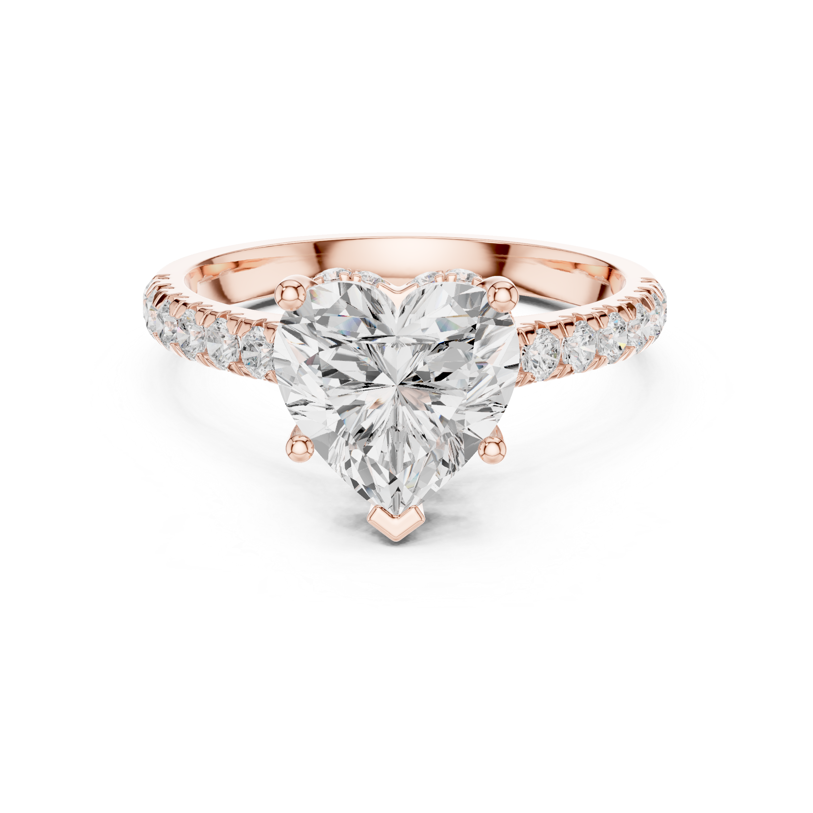 Heart-Cut Hidden Halo Pavé Engagement Ring with Four-Prong Setting