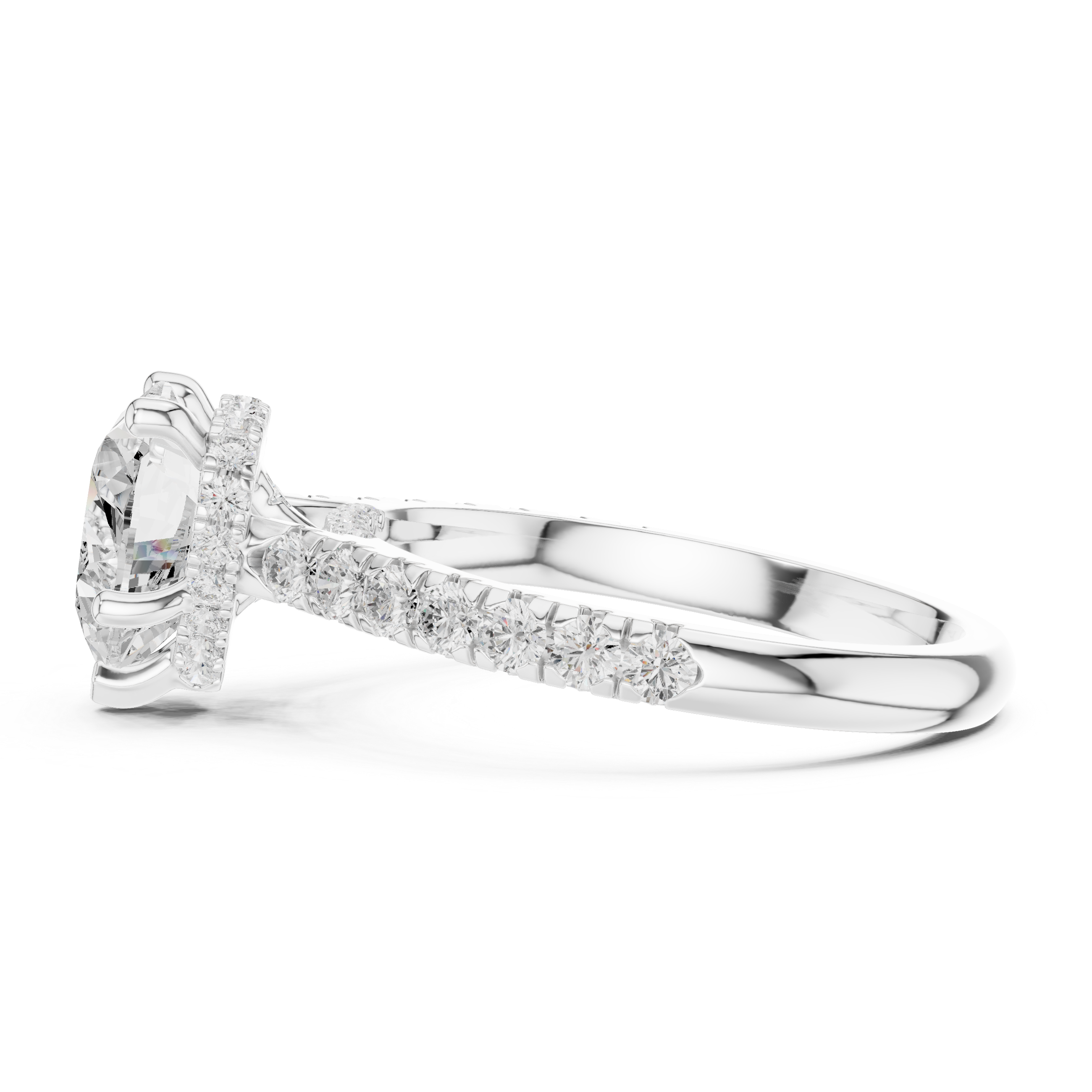 Heart-Cut Hidden Halo Pavé Engagement Ring with Four-Prong Setting