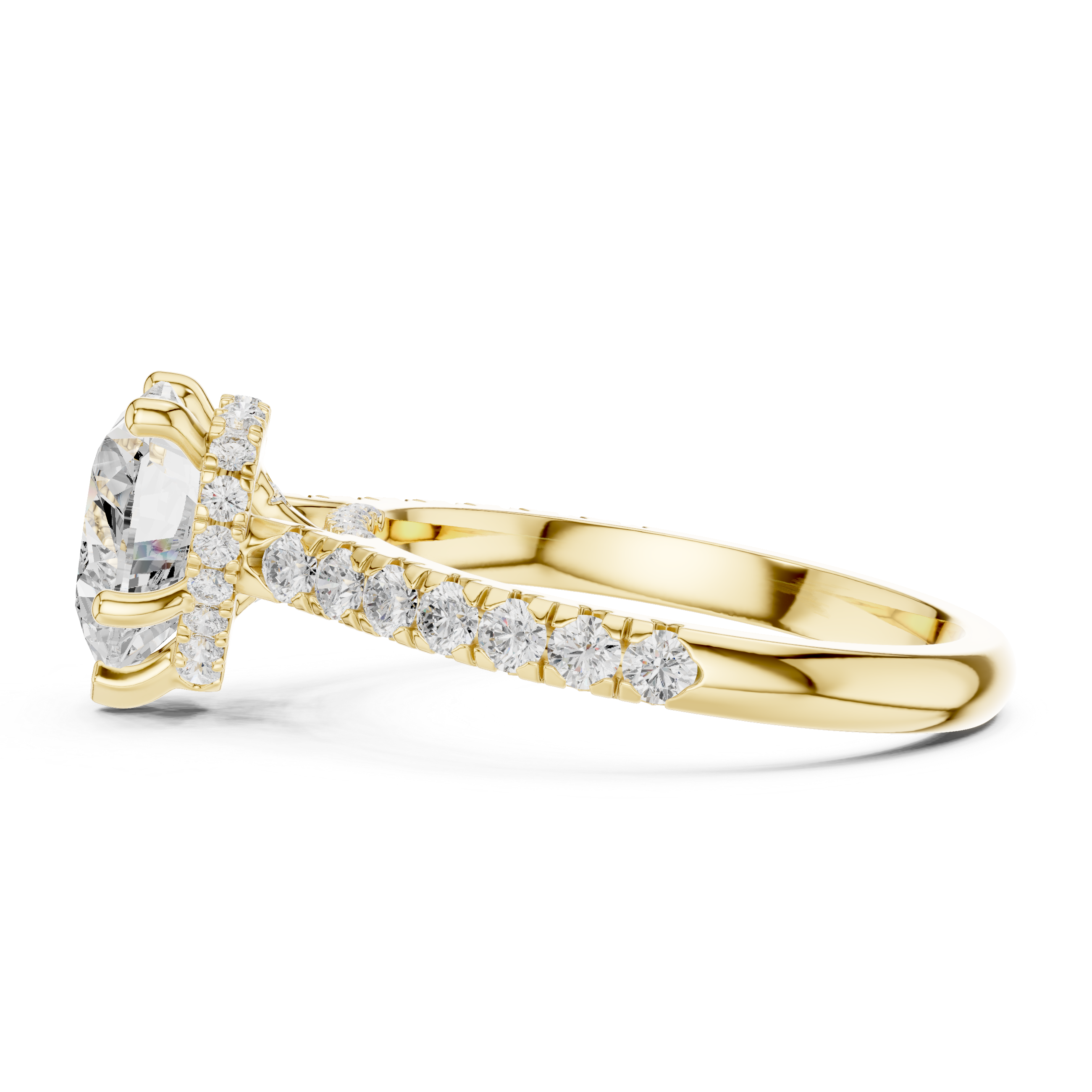 Heart-Cut Hidden Halo Pavé Engagement Ring with Four-Prong Setting