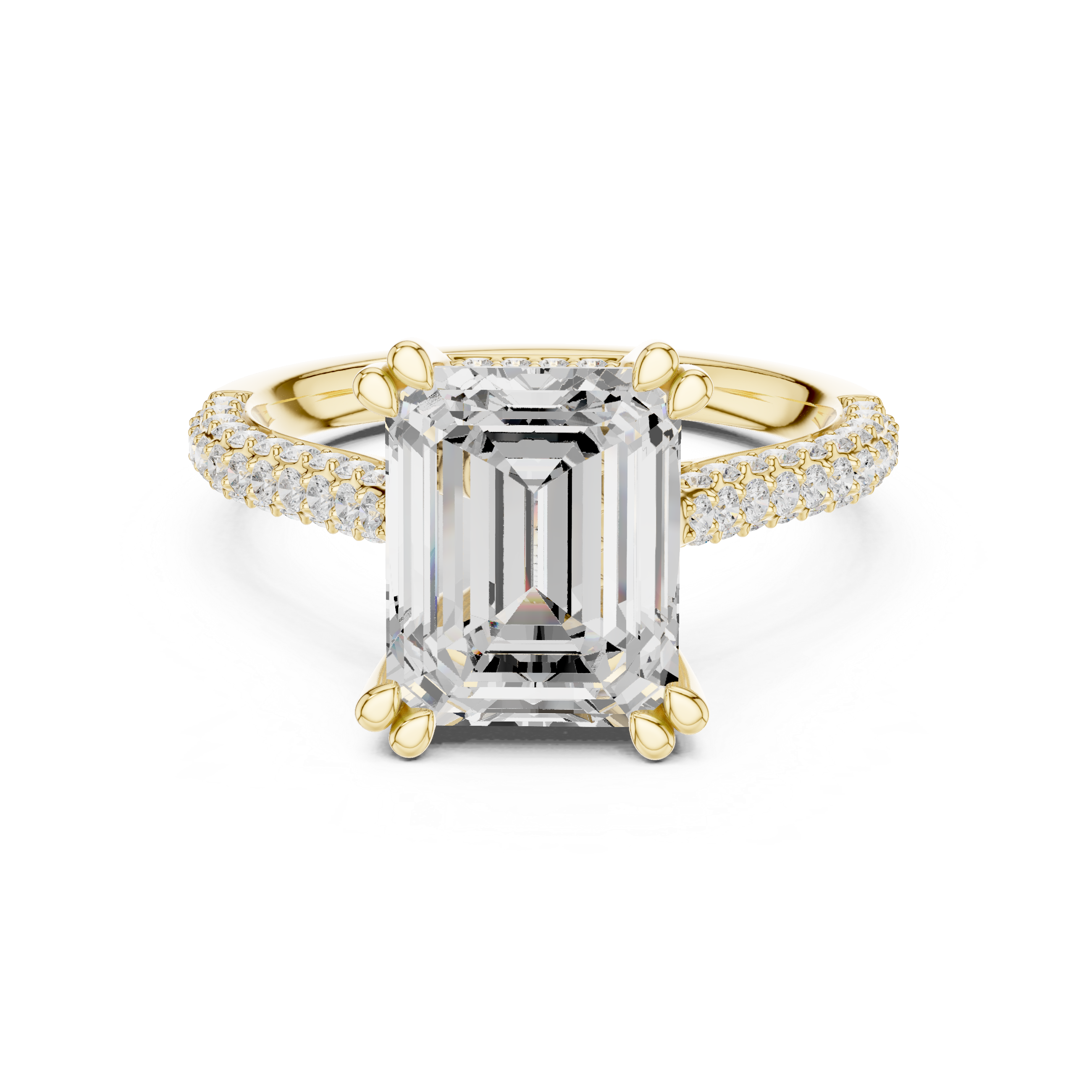 Emerald Cut Double Pavé Hidden Halo Engagement Ring