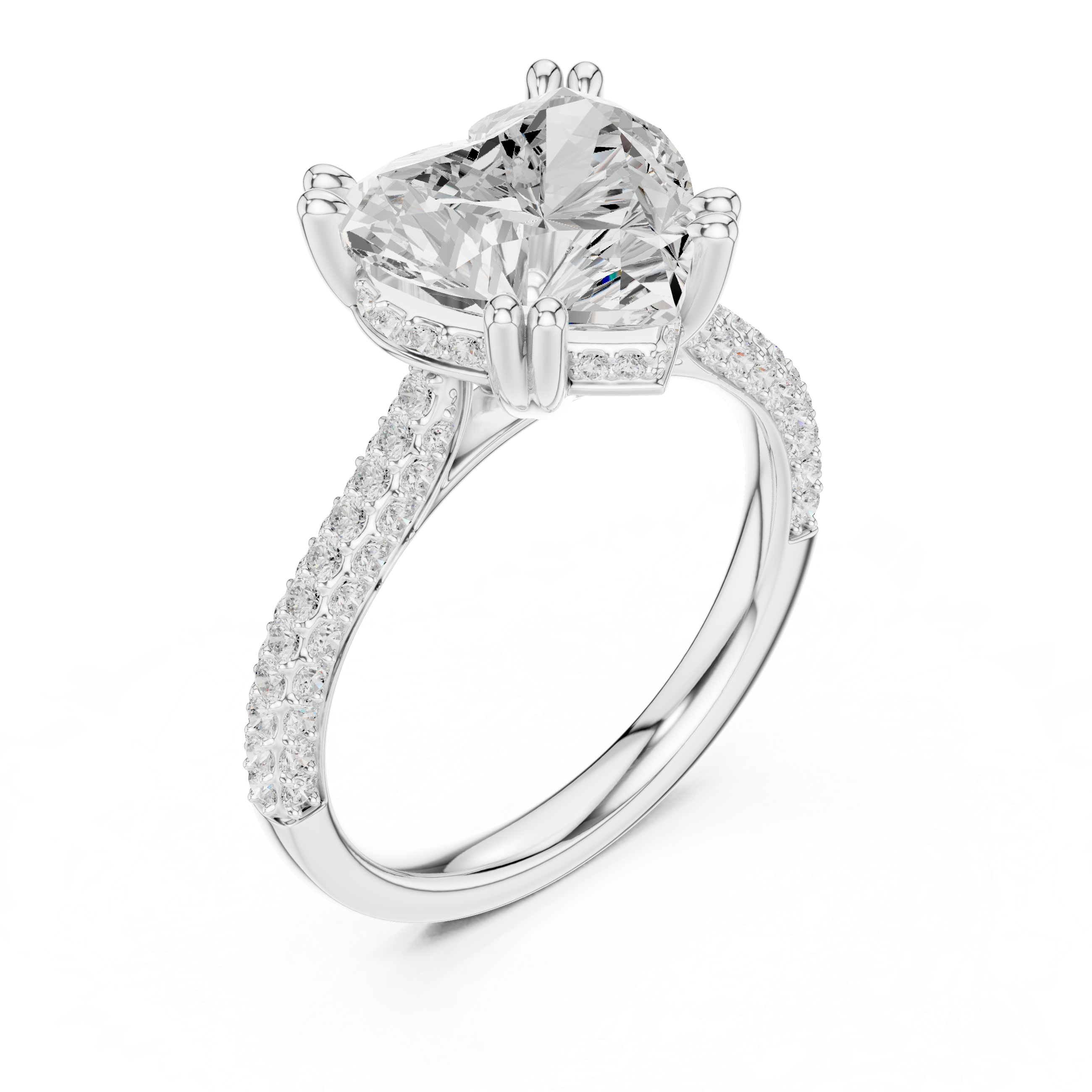 Heart Cut Double Pavé Hidden Halo Engagement Ring
