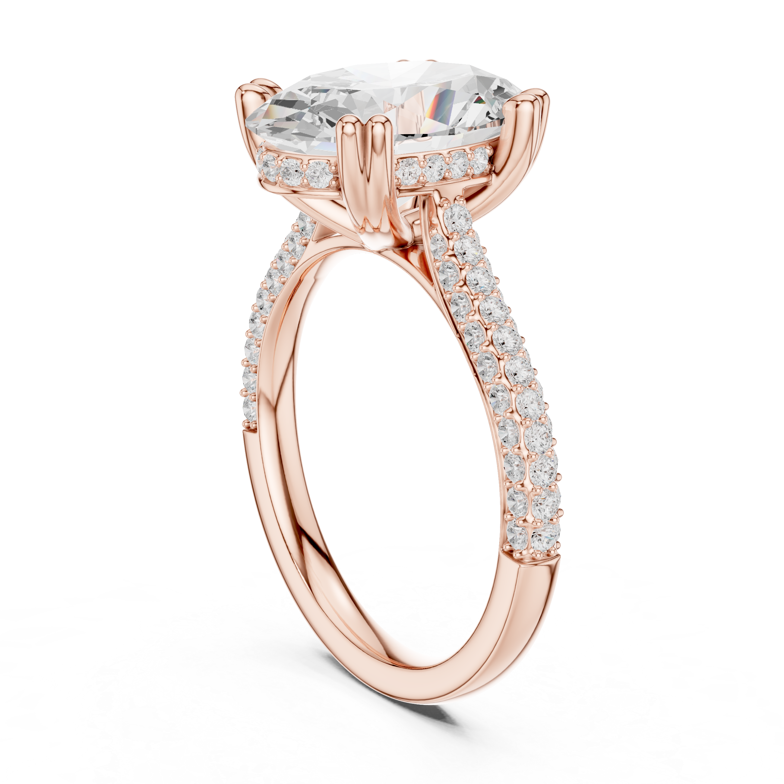 Oval Cut Double Pavé Hidden Halo Engagement Ring