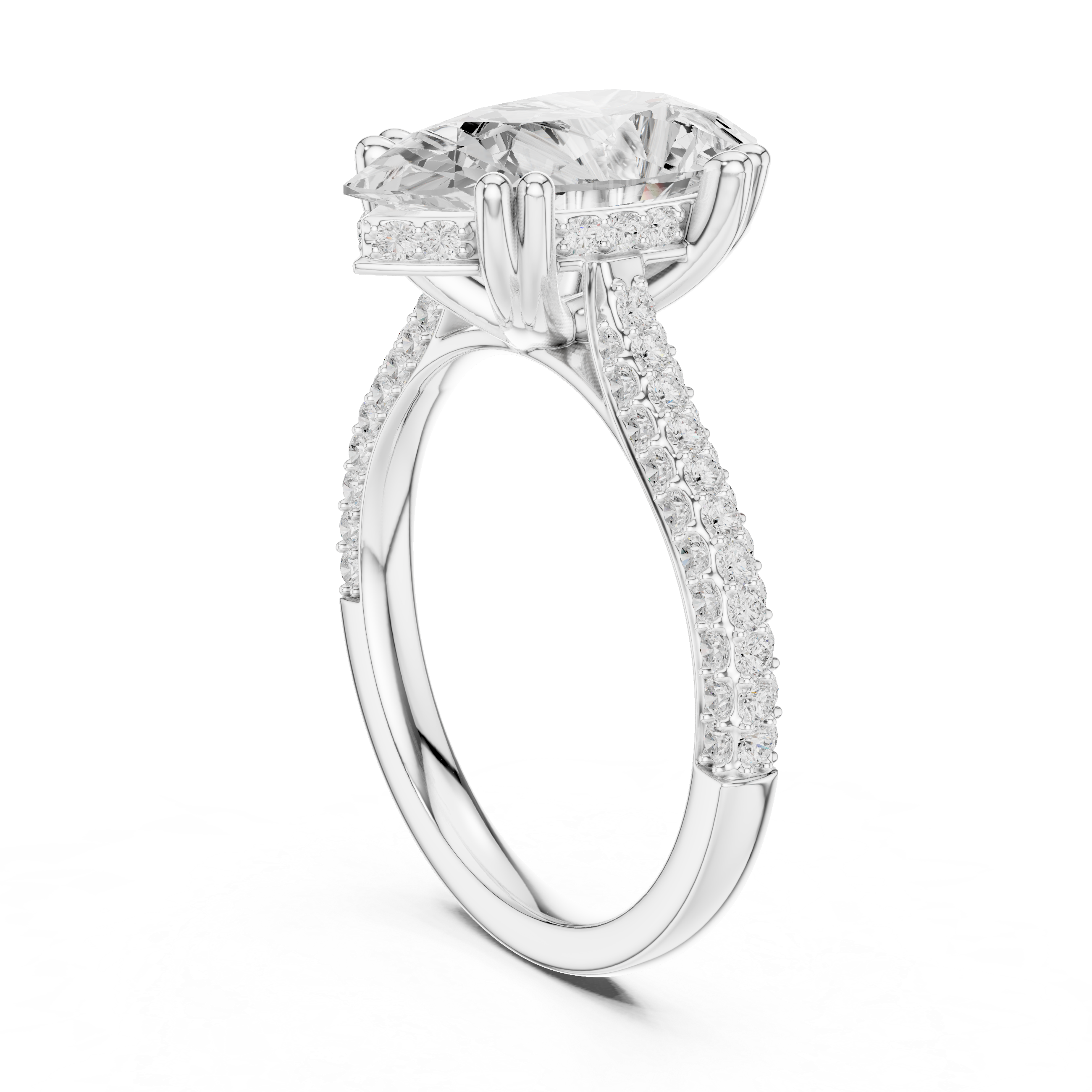 Pear Cut Double Pavé Hidden Halo Engagement Ring