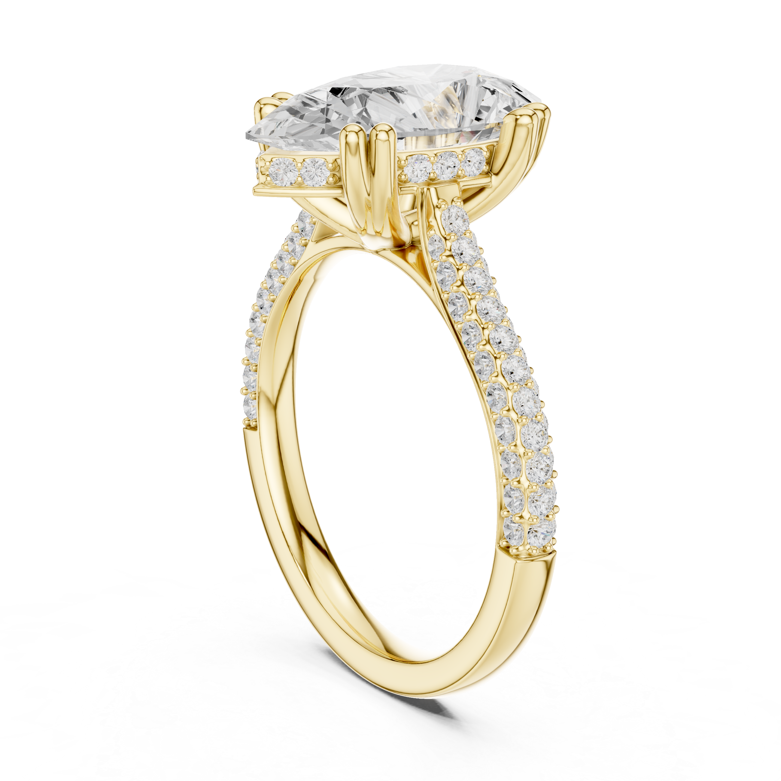 Pear Cut Double Pavé Hidden Halo Engagement Ring