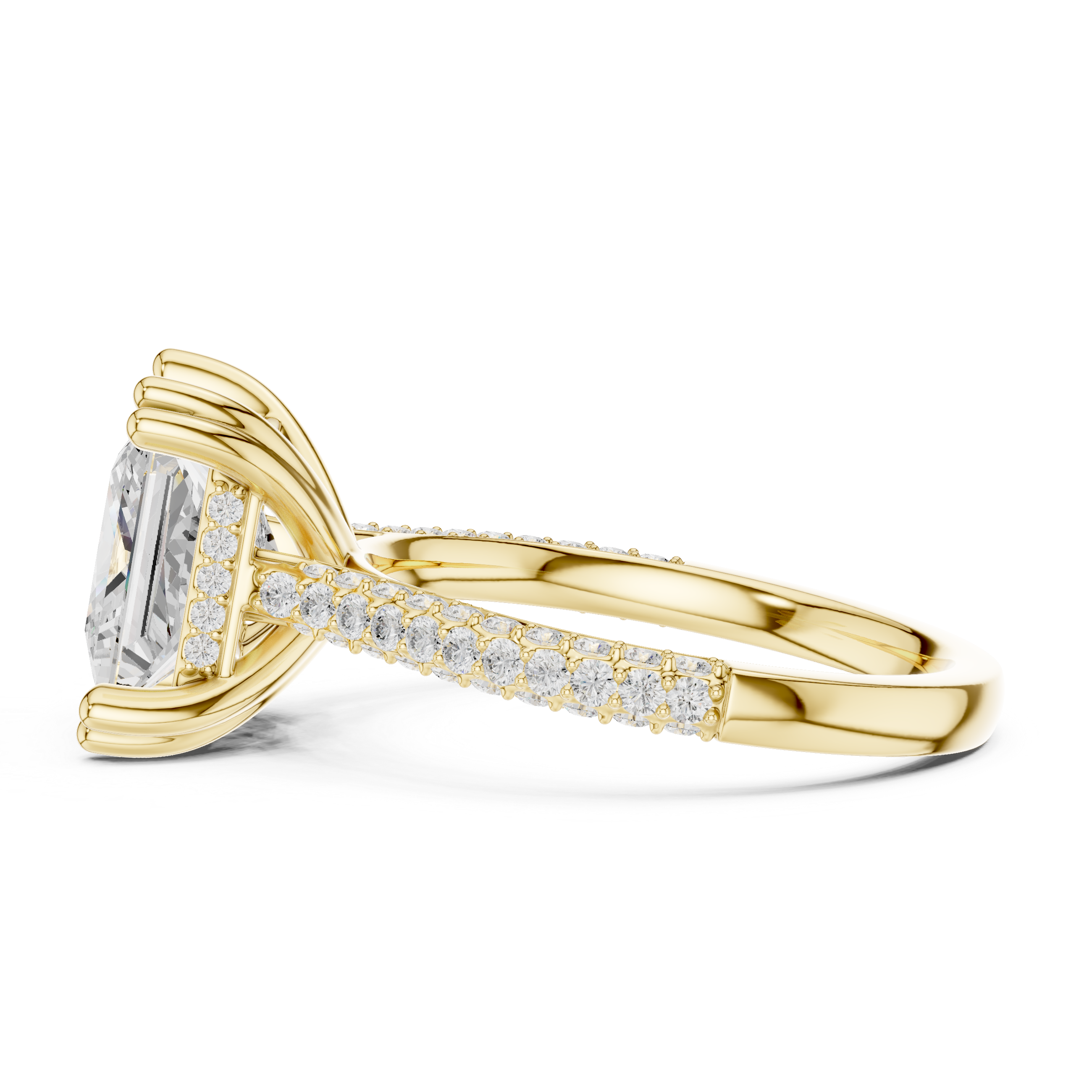 Princess Cut Double Pavé Hidden Halo Engagement Ring