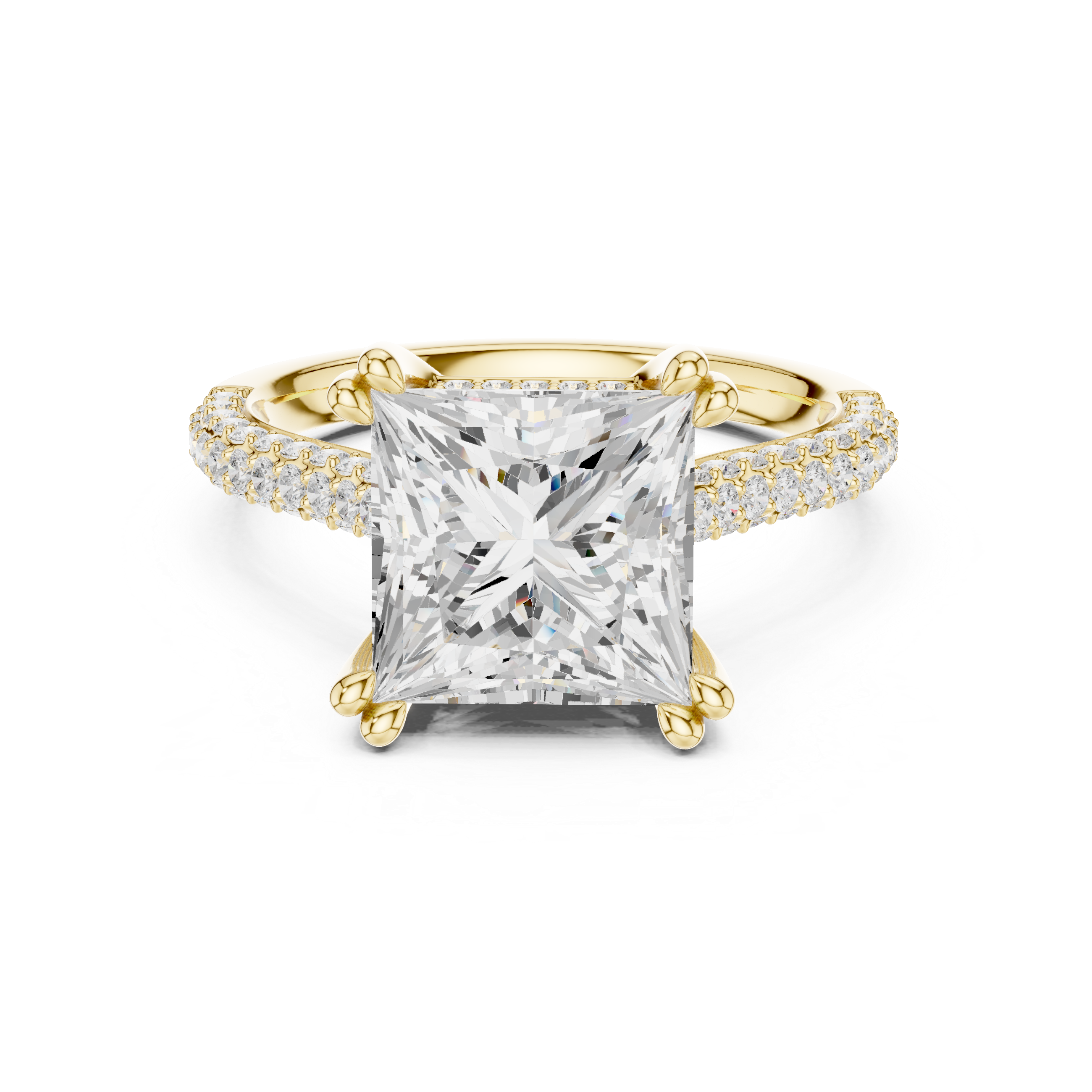 Princess Cut Double Pavé Hidden Halo Engagement Ring