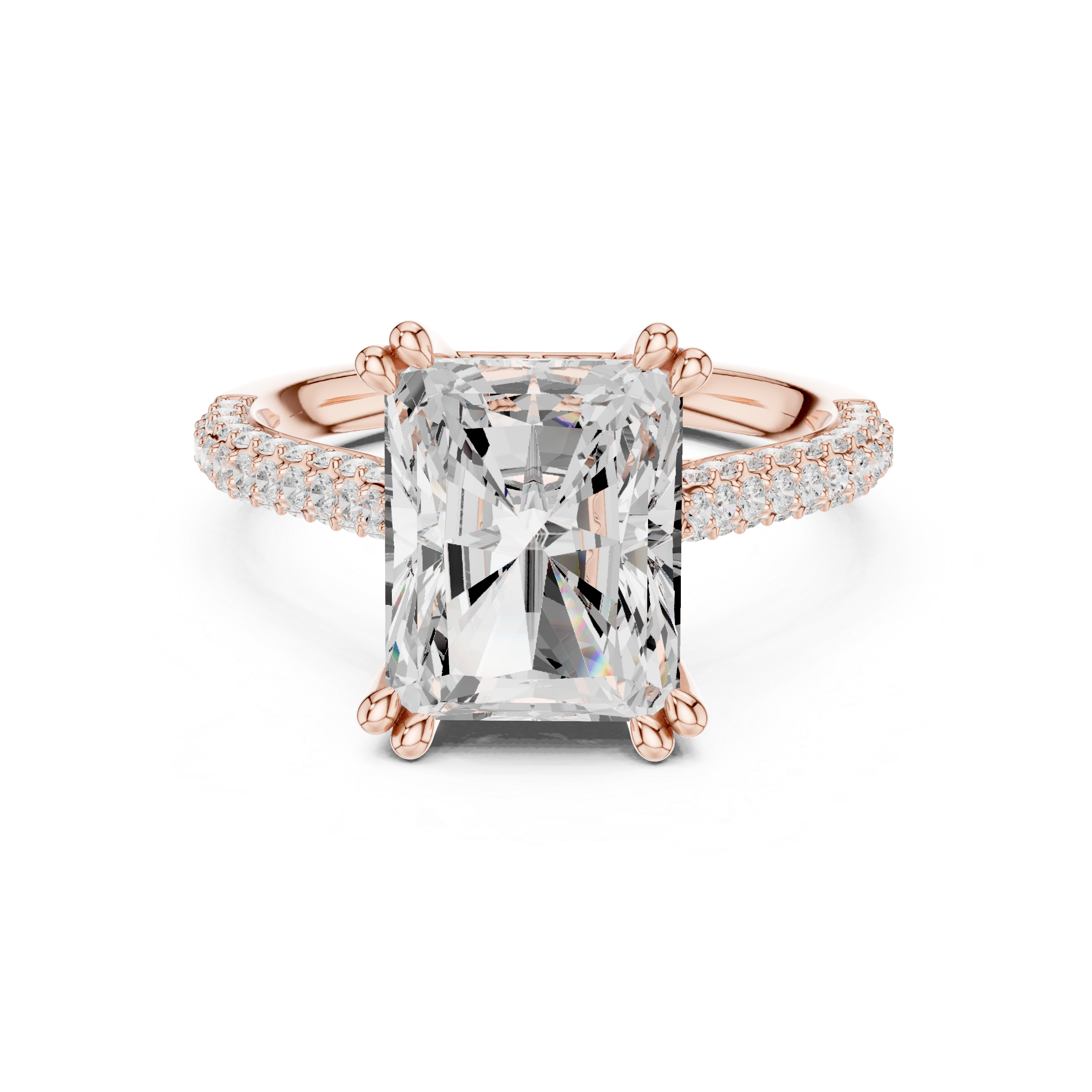 Radiant Cut Double Pavé Hidden Halo Engagement Ring