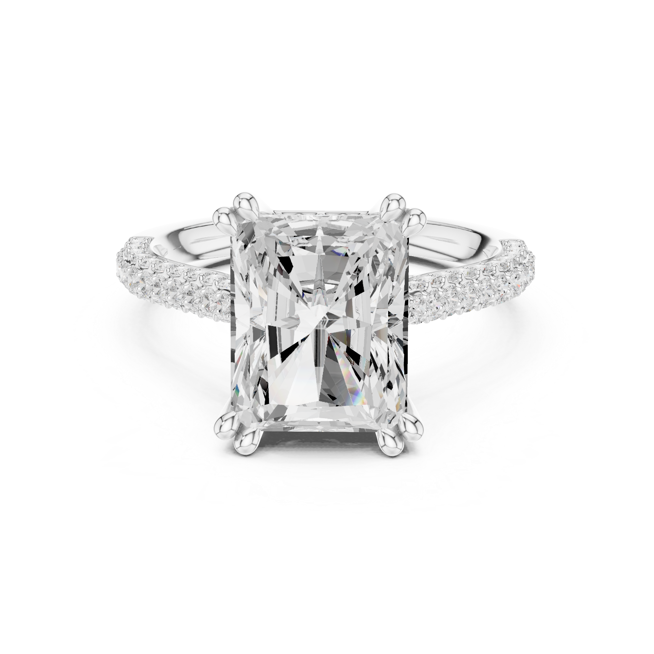 Radiant Cut Double Pavé Hidden Halo Engagement Ring