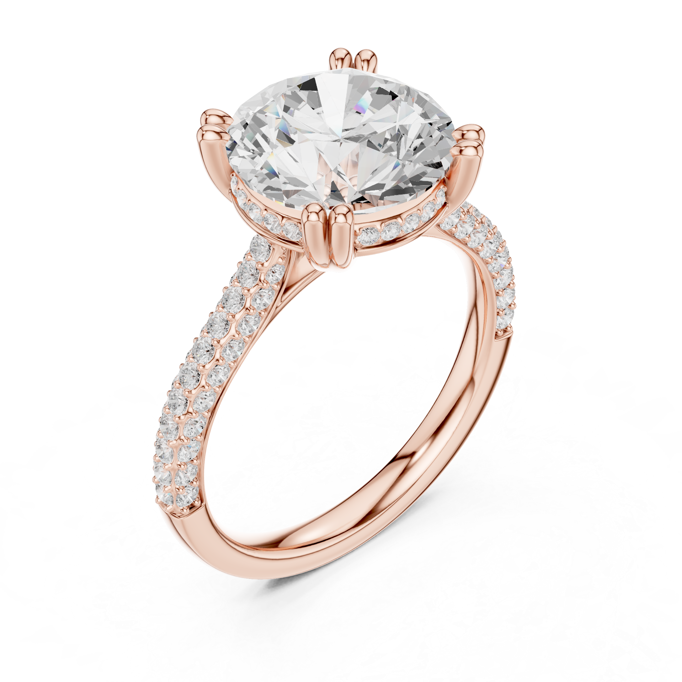 Round Cut Double Pavé Hidden Halo Engagement Ring